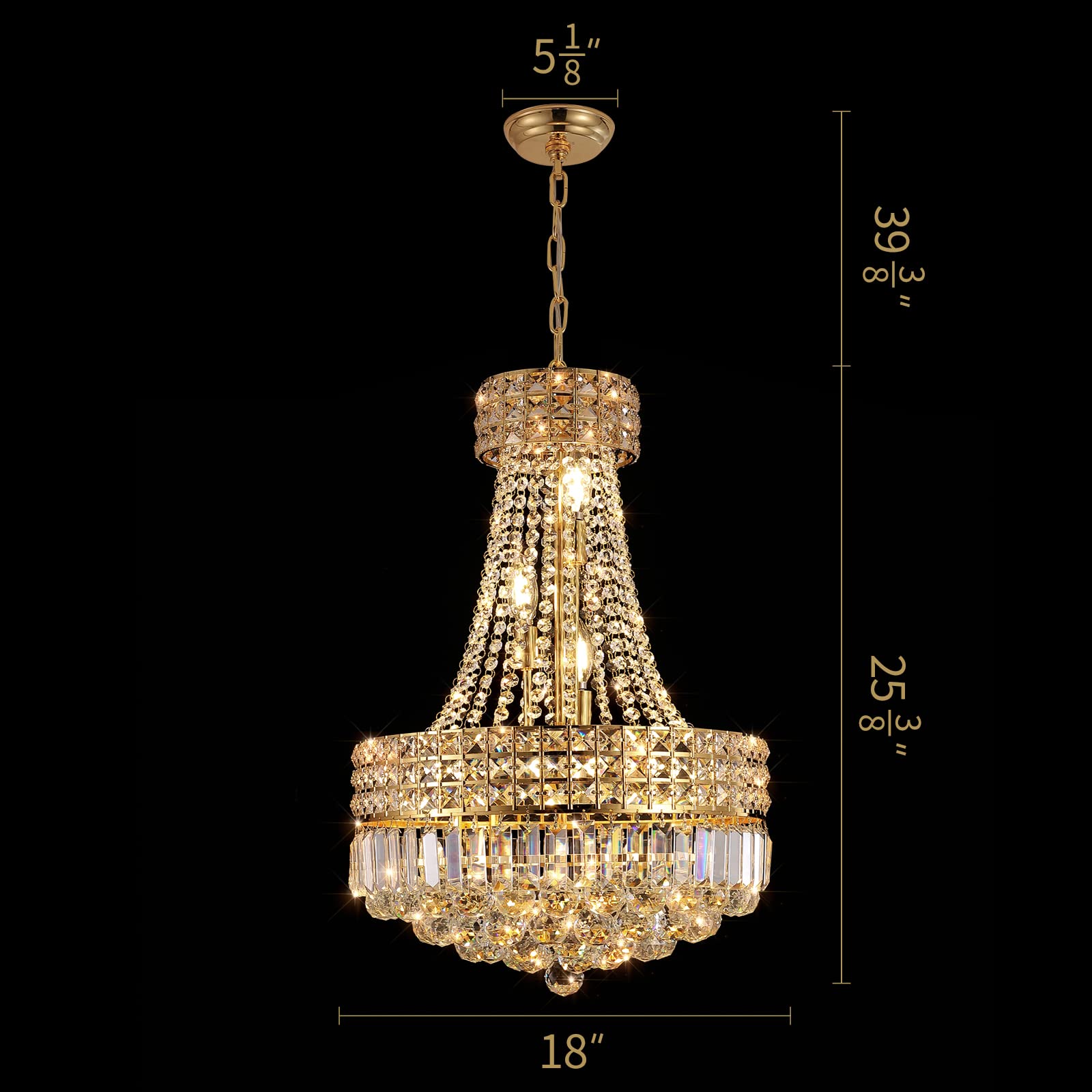 Modern LED Chandelier - Acrylic Crystal Design Adjustable Hanging Light Fixture with Easy Installation - 10 Lights for Dining Room, Living Room, Bedroom, Kitchen & Hallway (Chrome/Gold, 18-inch Diameter) | Perfect for Home Decor, Wedding Venues & Restaurant Lighting