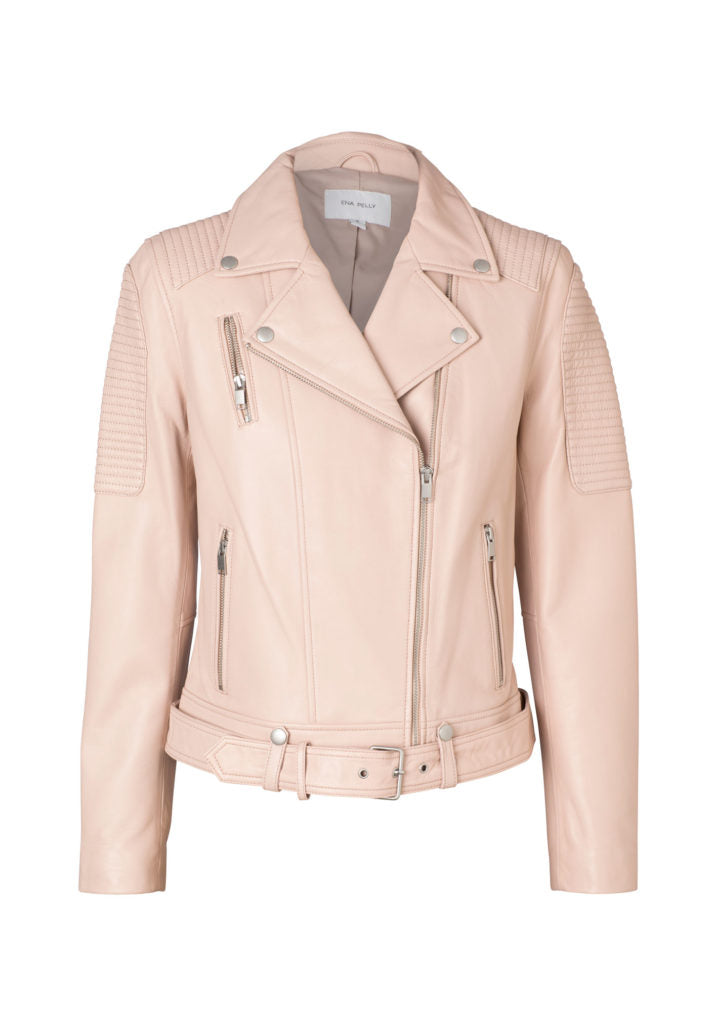 Classic Biker Jacket in Blush Pink - Stylish Women's Leather Moto Jacket for Riding & Fashion | Perfect for Motorcycle Enthusiasts & Streetwear Outfits