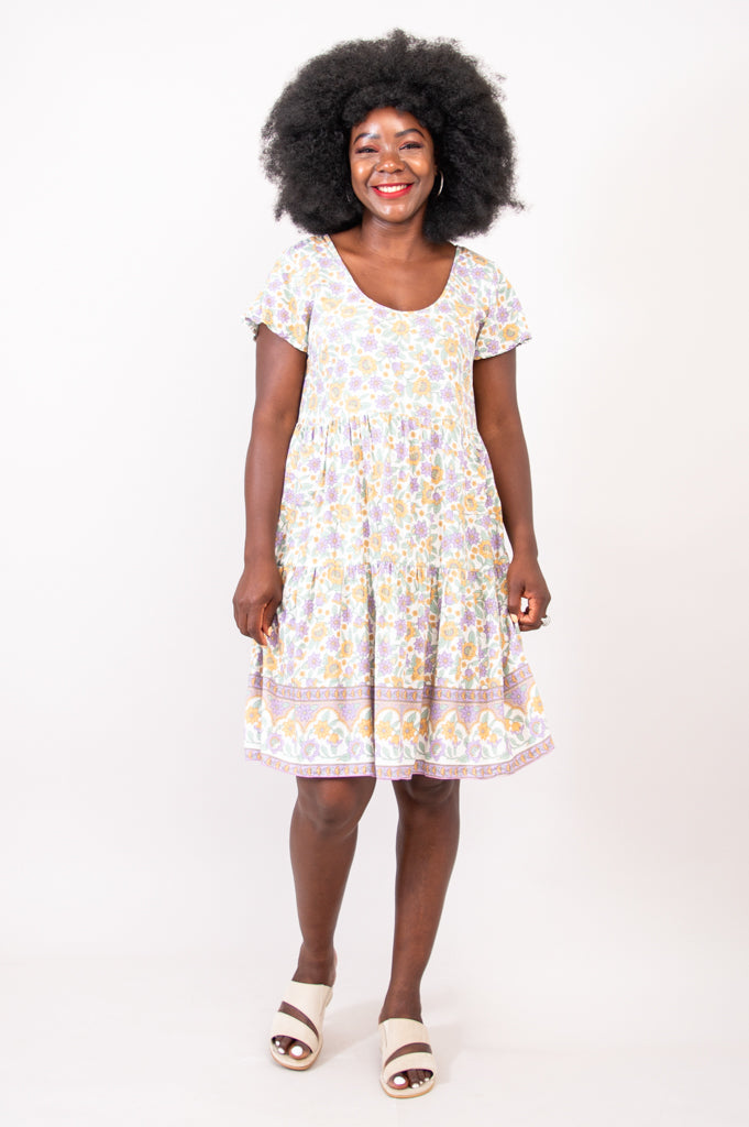 Kaya Short Sleeve Summer Dress in Cream - Perfect for Beach Vacations, Casual Outings, and Summer Parties