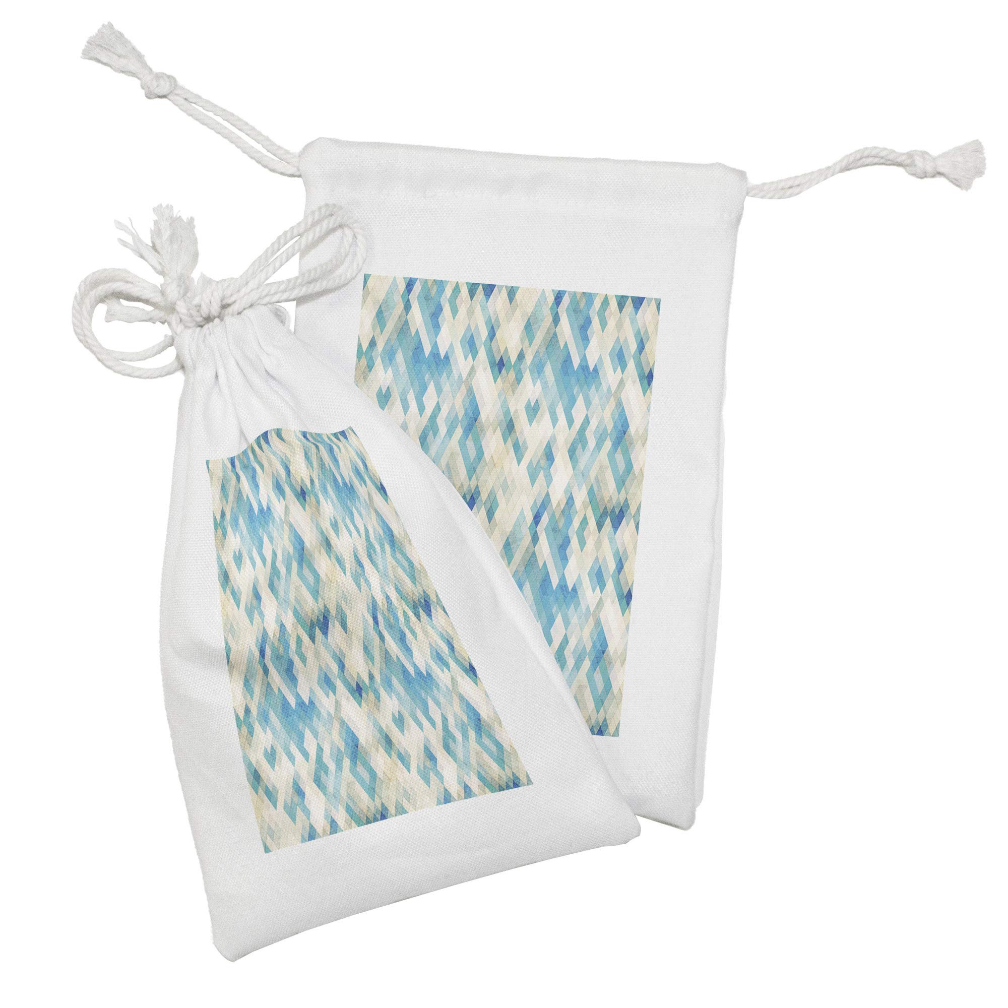 Ambesonne Geometric Fabric Pouch Set of 2 - Blue Hexagon Abstract Modern Drawstring Bags for Toiletries, Makeup, Jewelry & Travel Accessories | 9