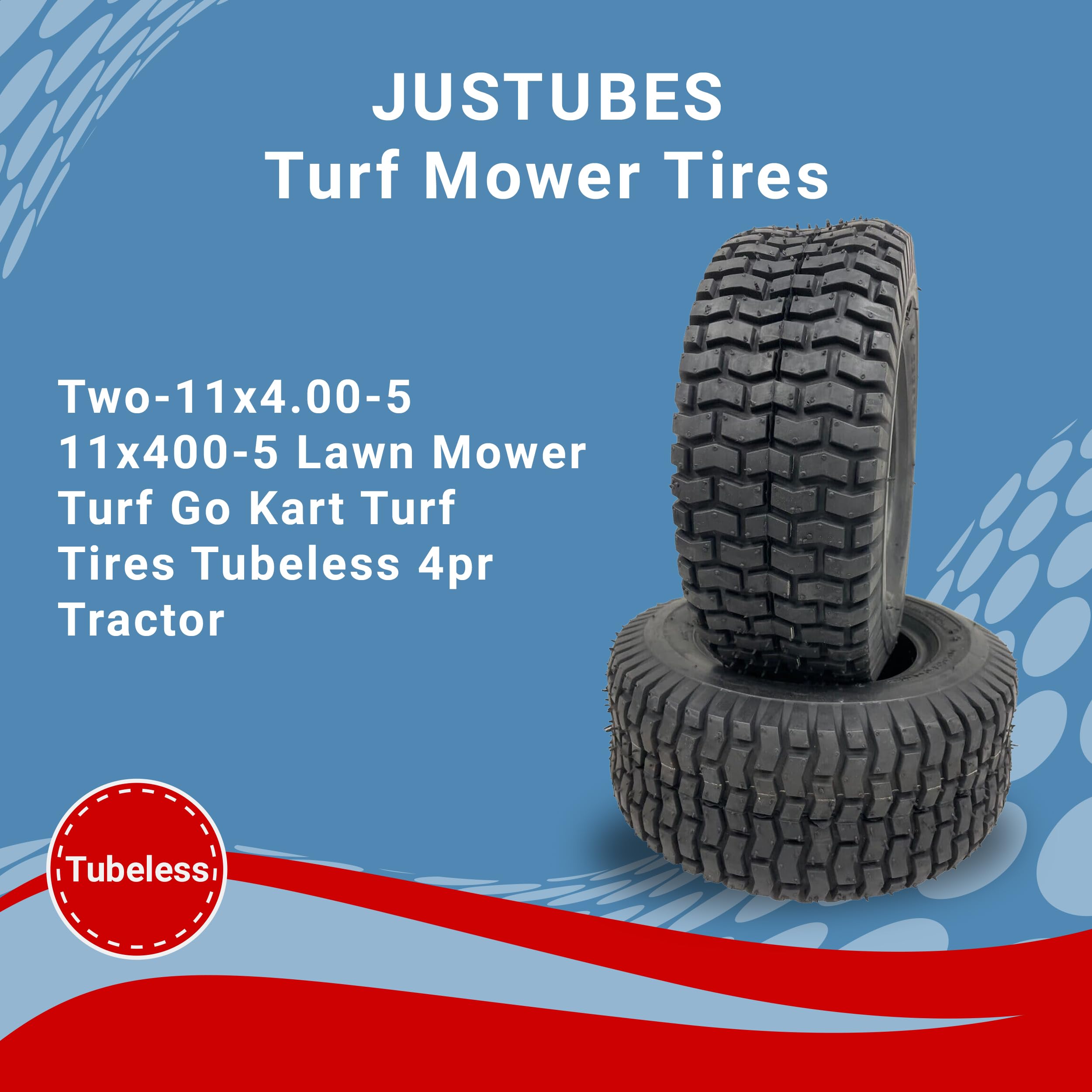 11x4.00-5 Heavy Duty Tubeless Lawn Mower Tires 4PR - Professional Grade Turf Tires for Tractors, Go Karts & Outdoor Equipment | Perfect for Golf Courses, Landscaping & Commercial Lawn Care