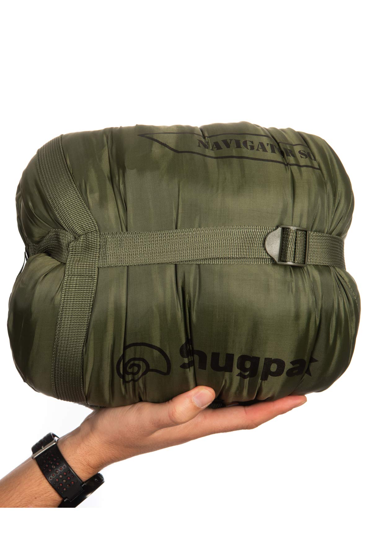 Snugpak Basecamp Ops Navigator Sleeping Bag - Left Hand Zip, Olive Green, Compact & Lightweight with Compression Sack - Perfect for Camping, Hiking & Outdoor Adventures