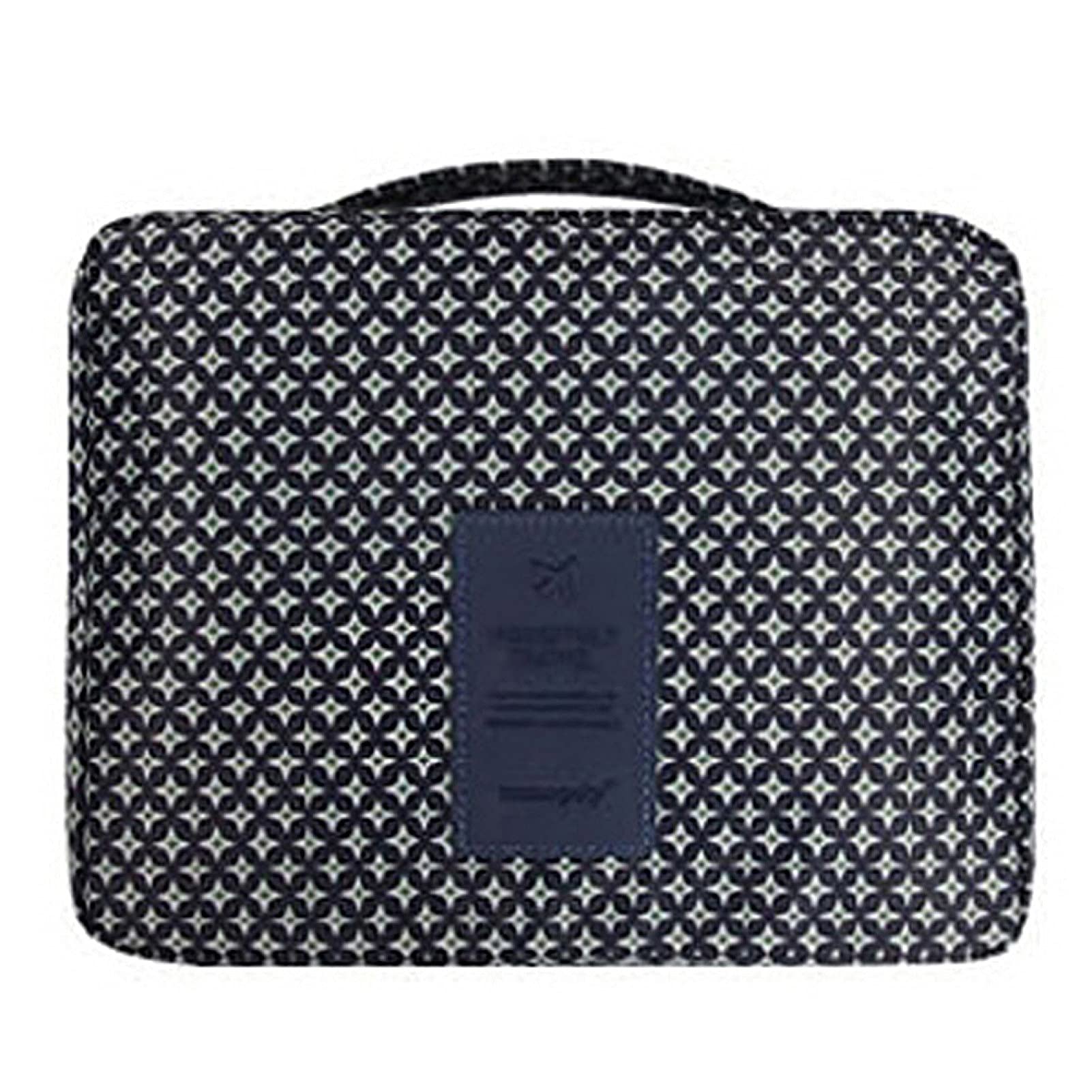Waterproof Travel Toiletry Bag for Women - 2 Layer Cherry Blossom Cosmetic Organizer with Brush Holder, Perfect for Makeup, Toiletries & Travel Accessories - Blue Stars Design (Ideal for Vacation, Gym, Business Trips & Daily Use)