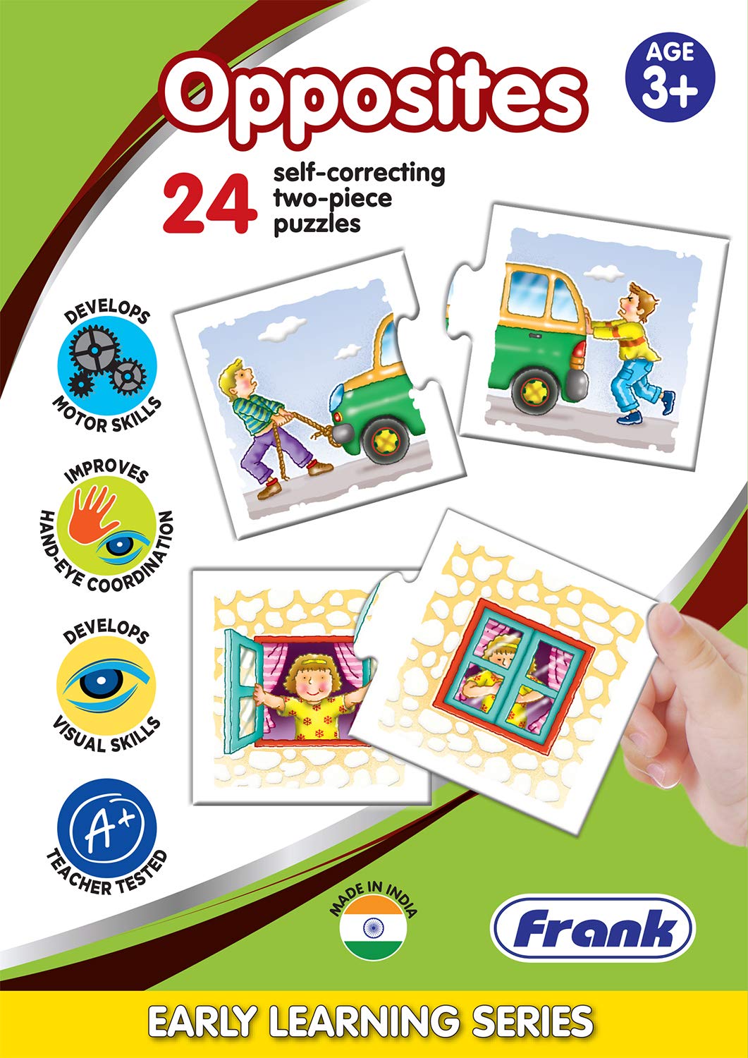 Frank Opposites – 48 Piece Self-Correcting Puzzle Set (24 Pairs) - Early Learning Educational Jigsaw Puzzles for Kids Ages 3+ - Fun Matching Game with Images - Perfect for Preschool Classroom & Homeschool Activities