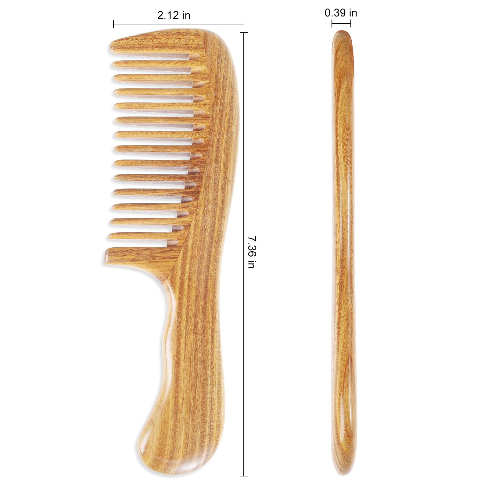 Onedor 100% Natural Green Sandalwood Hair Comb - Anti-Static Detangling Wide Tooth Comb with Natural Sandalwood Fragrance | Perfect for Daily Hair Care, Styling & Scalp Massage