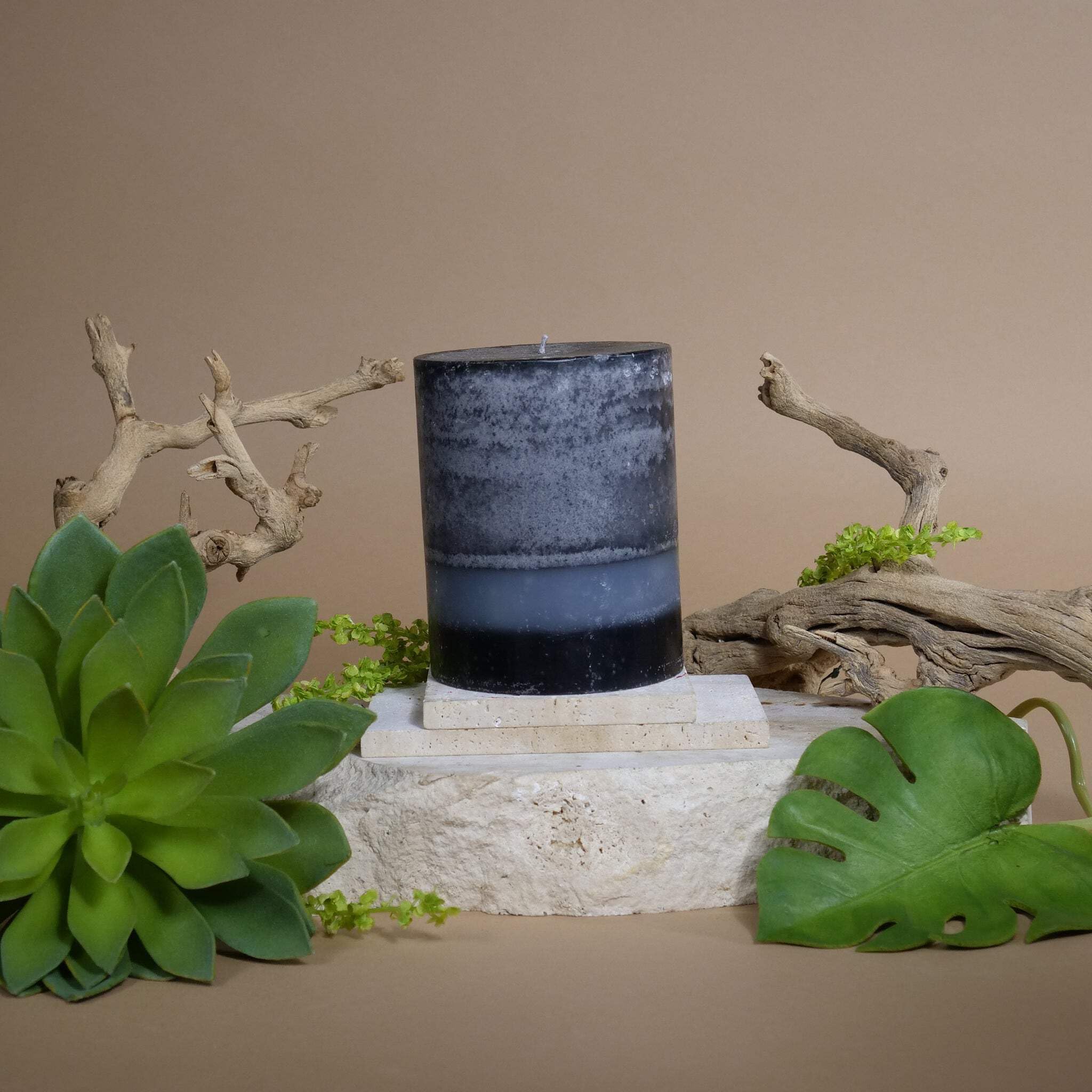 Black Bamboo Pillar Candles - 6 Pack 36 Inch Tall Natural Scented Candles for Home Decor, Wedding Centerpieces & Romantic Ambiance