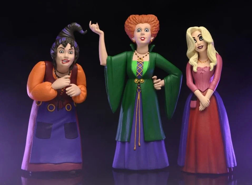 Hocus Pocus Toony Terrors Sanderson Sisters 3-Pack Action Figures - Collectible Halloween Decor for Disney Fans & Movie Lovers - Perfect for Display, Gifts, and Themed Parties