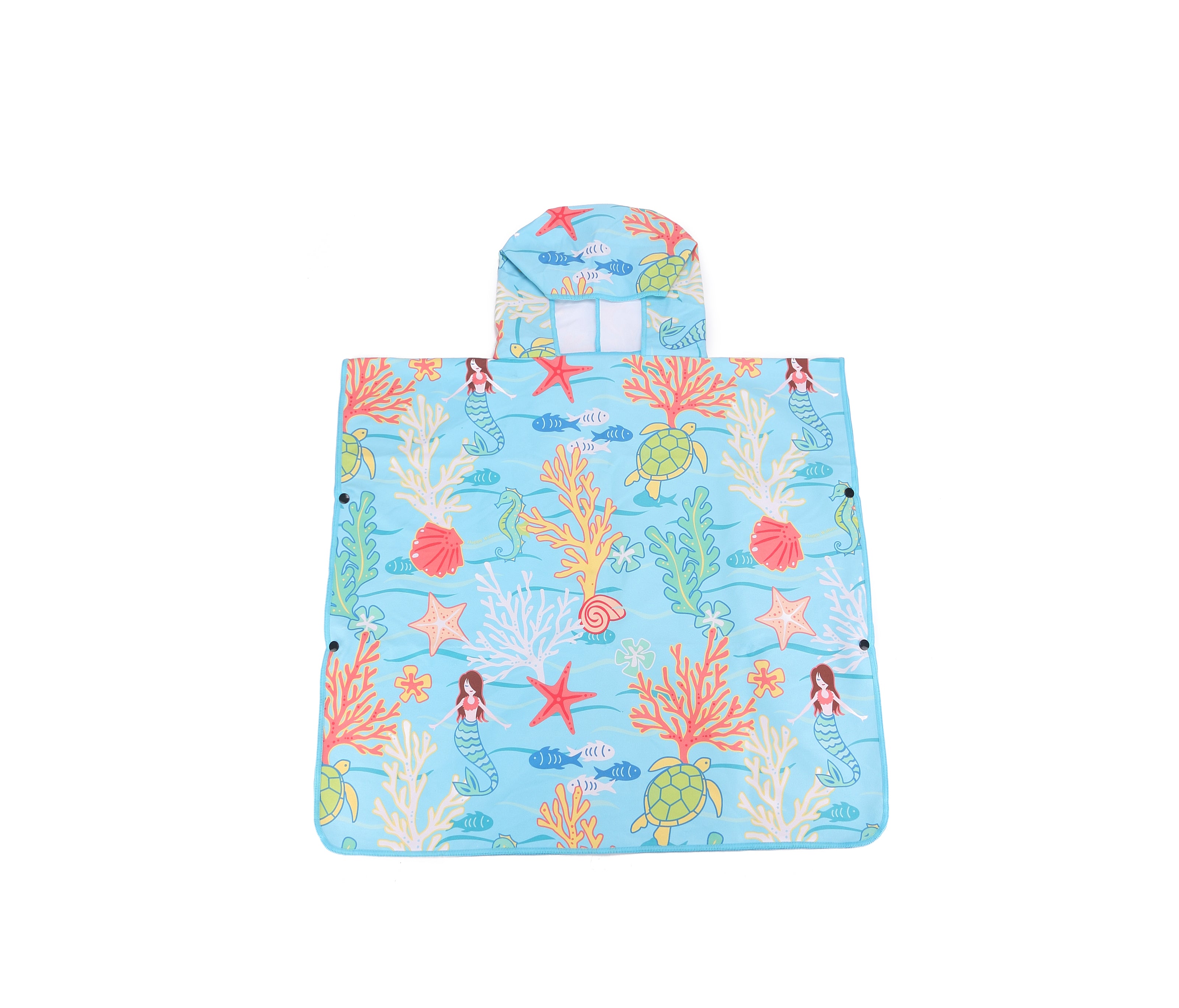 Kids Hooded Beach Towel Poncho - Mermaid Blue Swim Cover Up for Girls, Quick Dry & UV Protection - Perfect for Swimming, Surfing & Beach Vacations