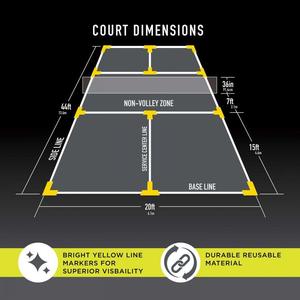 Franklin Pickleball Court Marker Kit - Portable Court Boundary Lines for Outdoor & Indoor Play - Perfect for Backyard, Gym, and Park Pickleball Games