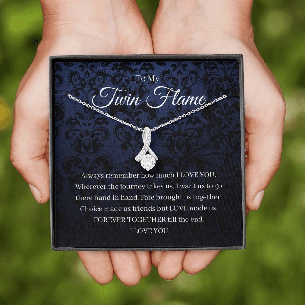 Twin Flame Necklace Gift for Girlfriend - Spiritual Jewelry with Card & Box for Soulmates