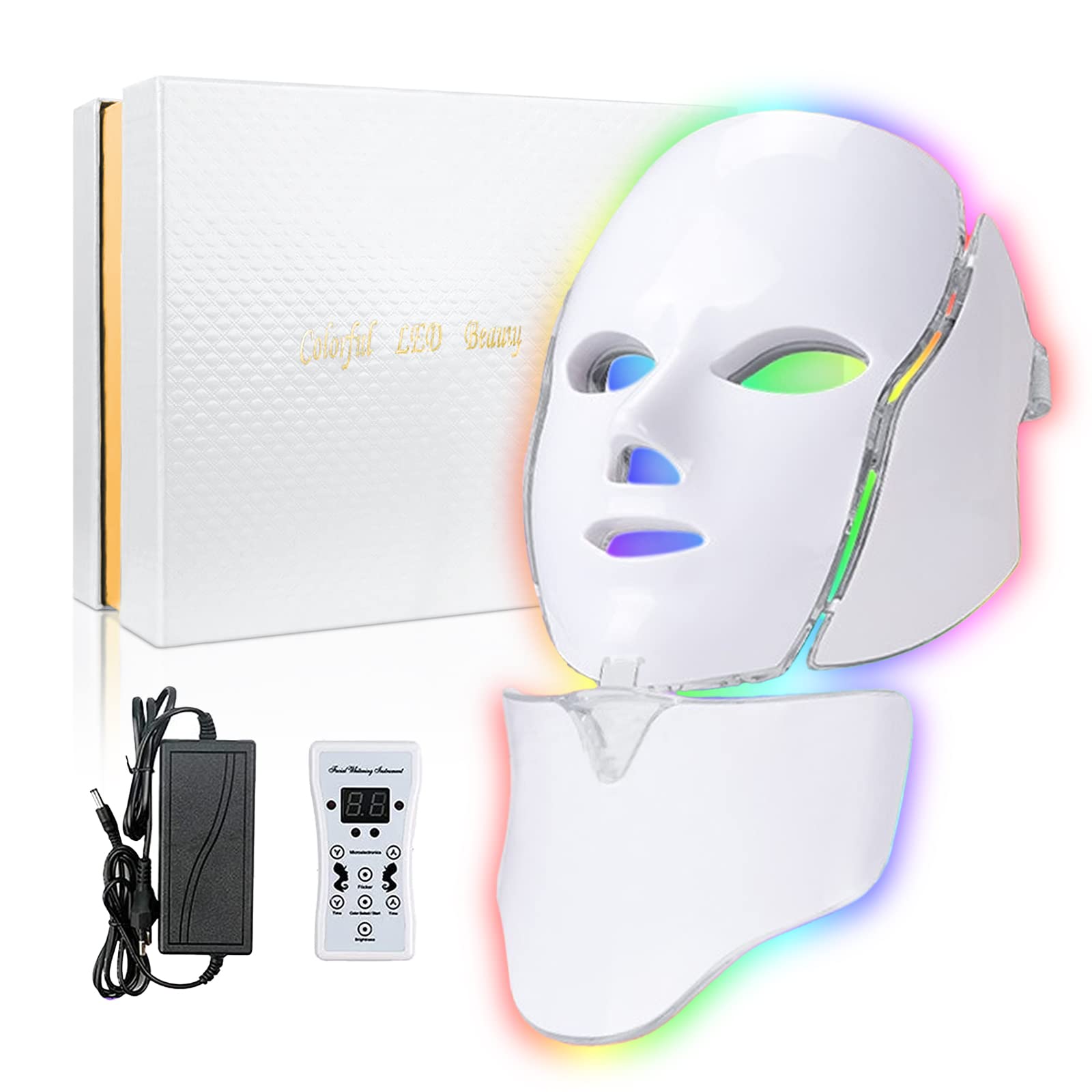 Red Light Therapy Mask for Face - 7 Color LED Light Therapy Facial Mask for Anti-Aging & Skin Rejuvenation | At-Home Skincare Treatment for Wrinkles, Acne & Glowing Skin
