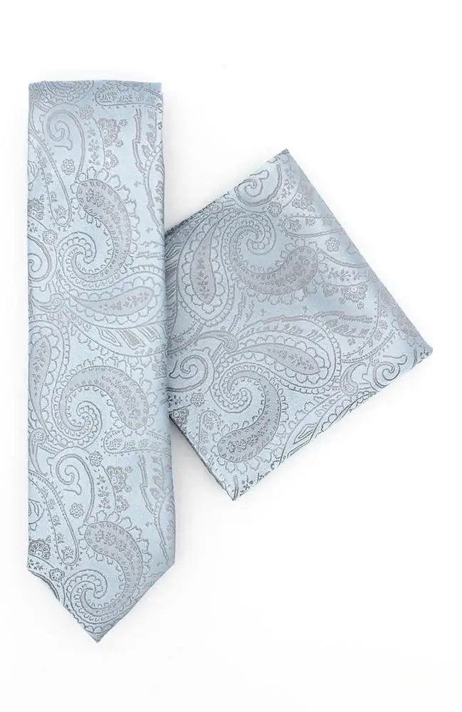 LA Smith Paisley Tie and Pocket Square Set | Classic Silk Necktie & Handkerchief Combo | Perfect for Weddings, Business Meetings & Formal Events