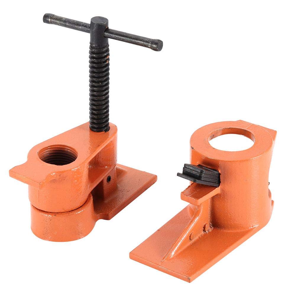 1 Inch Cast Steel Pipe Clamp Set - Heavy Duty Woodworking Vise Fixture with Jaws for Water Pipe & Plastic Clamps | Perfect for DIY Projects, Woodworking Enthusiasts & Home Improvement Tasks (Wood Clamping, Plumbing Repairs, Workshop Use)