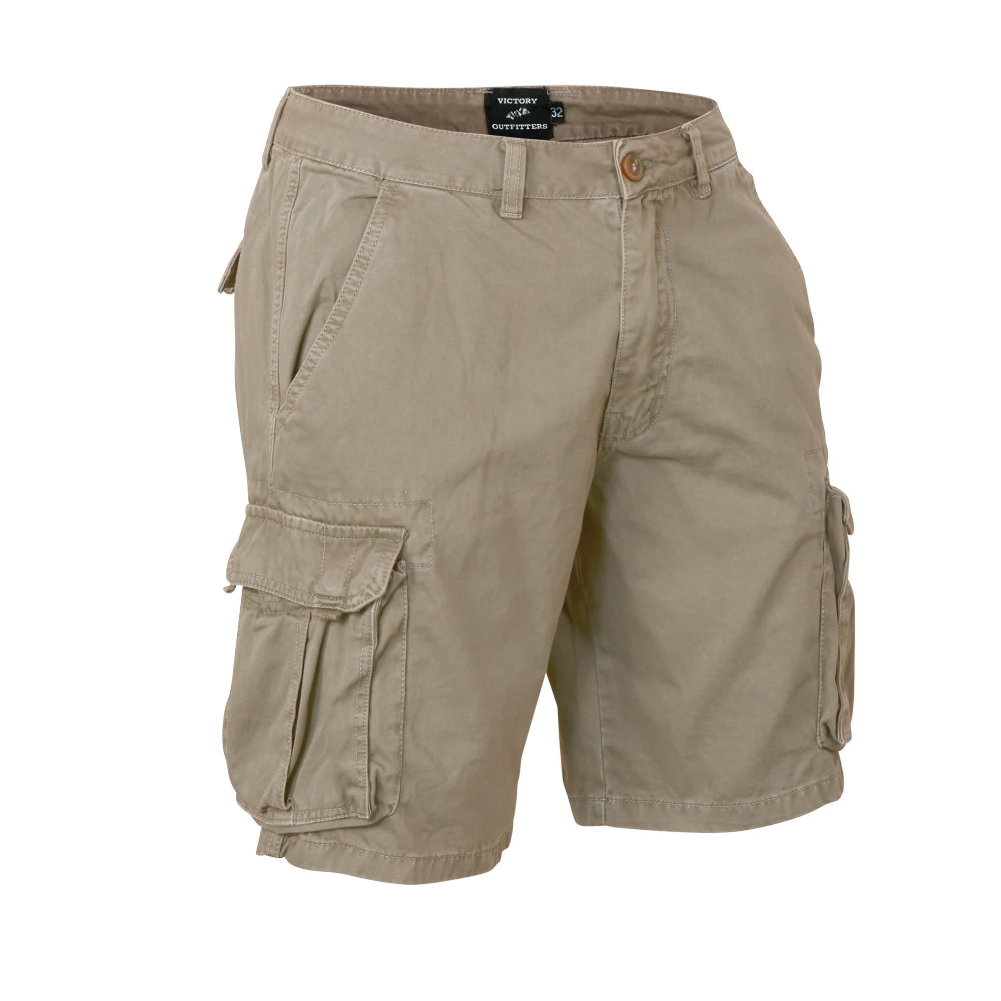 Victory Men's Twill Cargo Shorts - Lightweight Cotton Casual Shorts with Multiple Pockets for Outdoor Hiking, Camping & Summer Travel | Comfortable & Durable