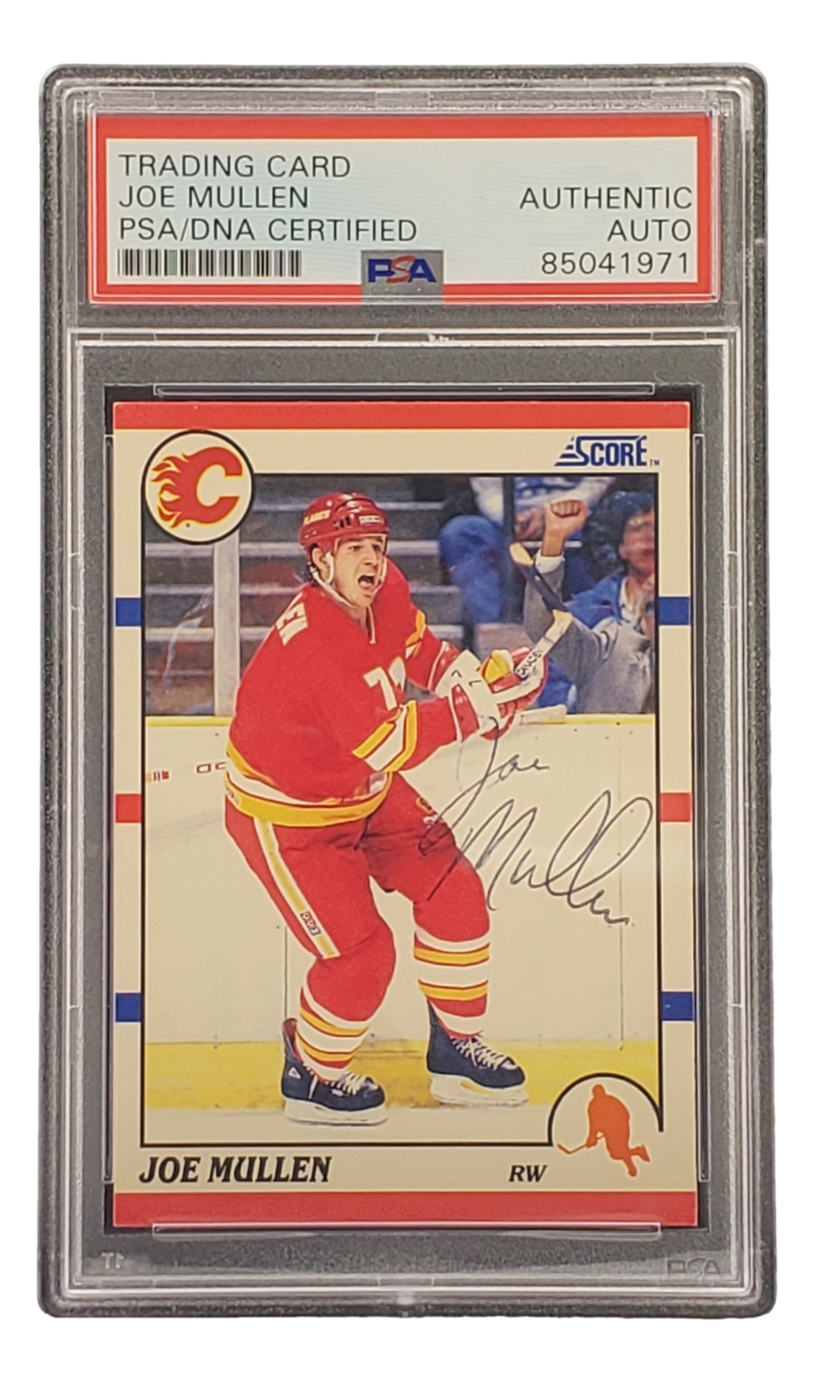 Joe Mullen Autographed 1990 Score #208 Calgary Flames NHL Hockey Card - PSA/DNA Certified - Perfect for Sports Memorabilia Collections & Hockey Fan Gifts