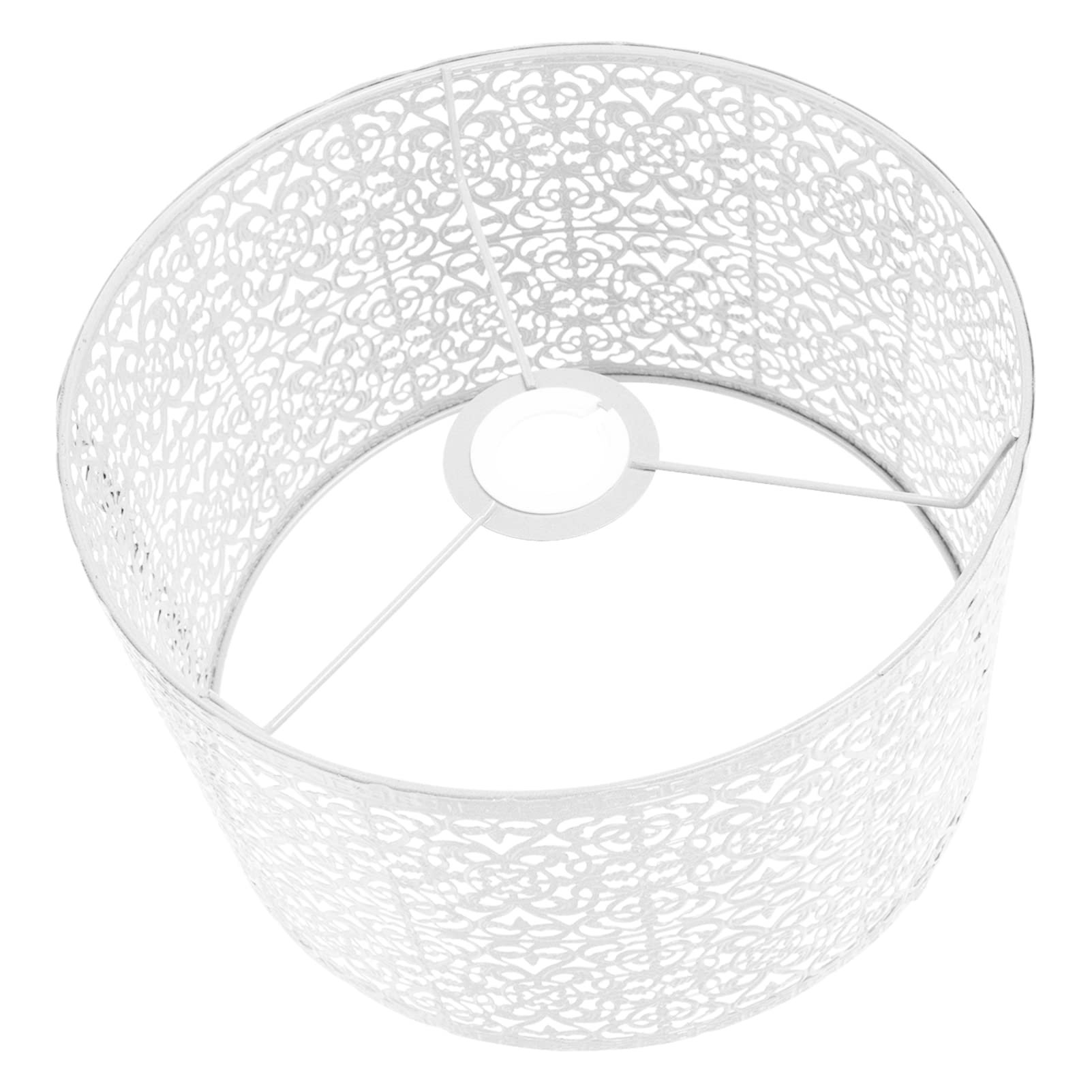Beaupretty Iron Metal Drum Lamp Shade - Hollow-Out Shadow Light Cover with Clip-On Guard for E27 E14 Bulbs - Replacement for Table, Floor & Wall Lamps - Perfect for Living Room, Bedroom & Office Lighting Decor (White)