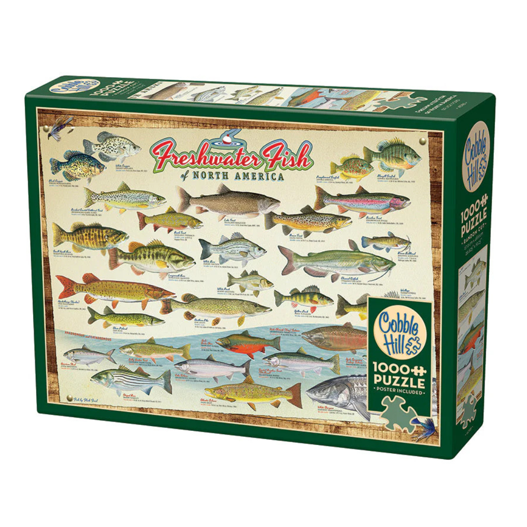 North American Freshwater Fish 1000-Piece Jigsaw Puzzle | Educational Wildlife Puzzle for Adults & Kids | Perfect for Family Game Night & Classroom Learning