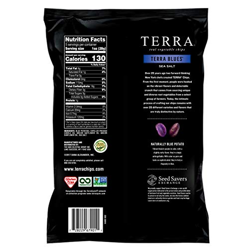 Terra Vegetable Chips - Blues Chips with Sea Salt, 5 Oz (Pack of 12) | Healthy Snacks for Parties, Office & Road Trips | Gluten-Free & Vegan Friendly