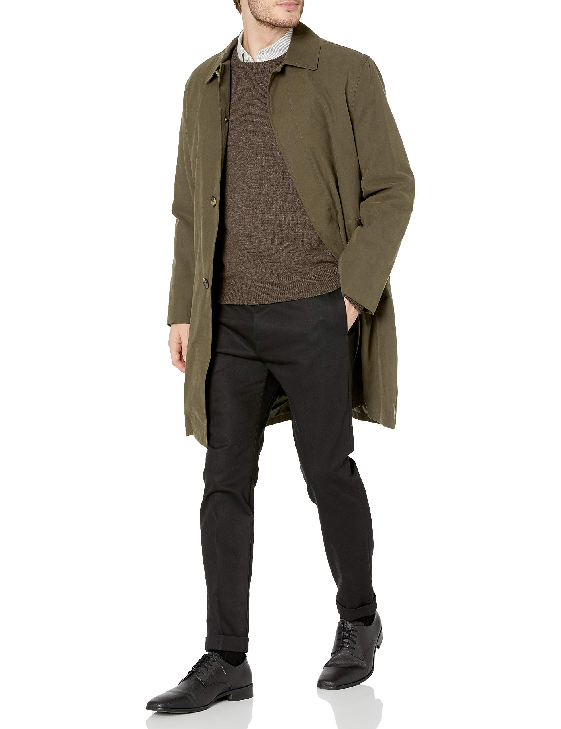 LONDON FOG Men's Durham Waterproof Raincoat with Removable Liner - Lightweight Windproof Jacket for Outdoor Activities & Commuting