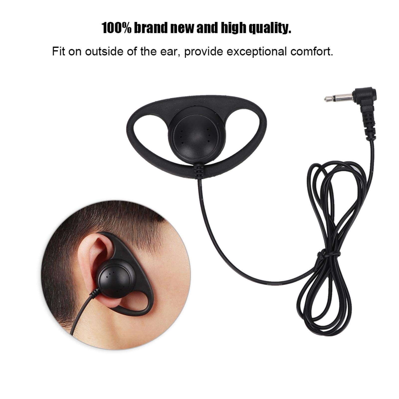 Niiyen Walkie Talkie Earpiece - 5 Pack 3.5mm Jack D-Shaped Headset with PTT Listening Mic for Two-Way Radios - Secure Clip-On Design for Security, Construction & Event Staff Communication