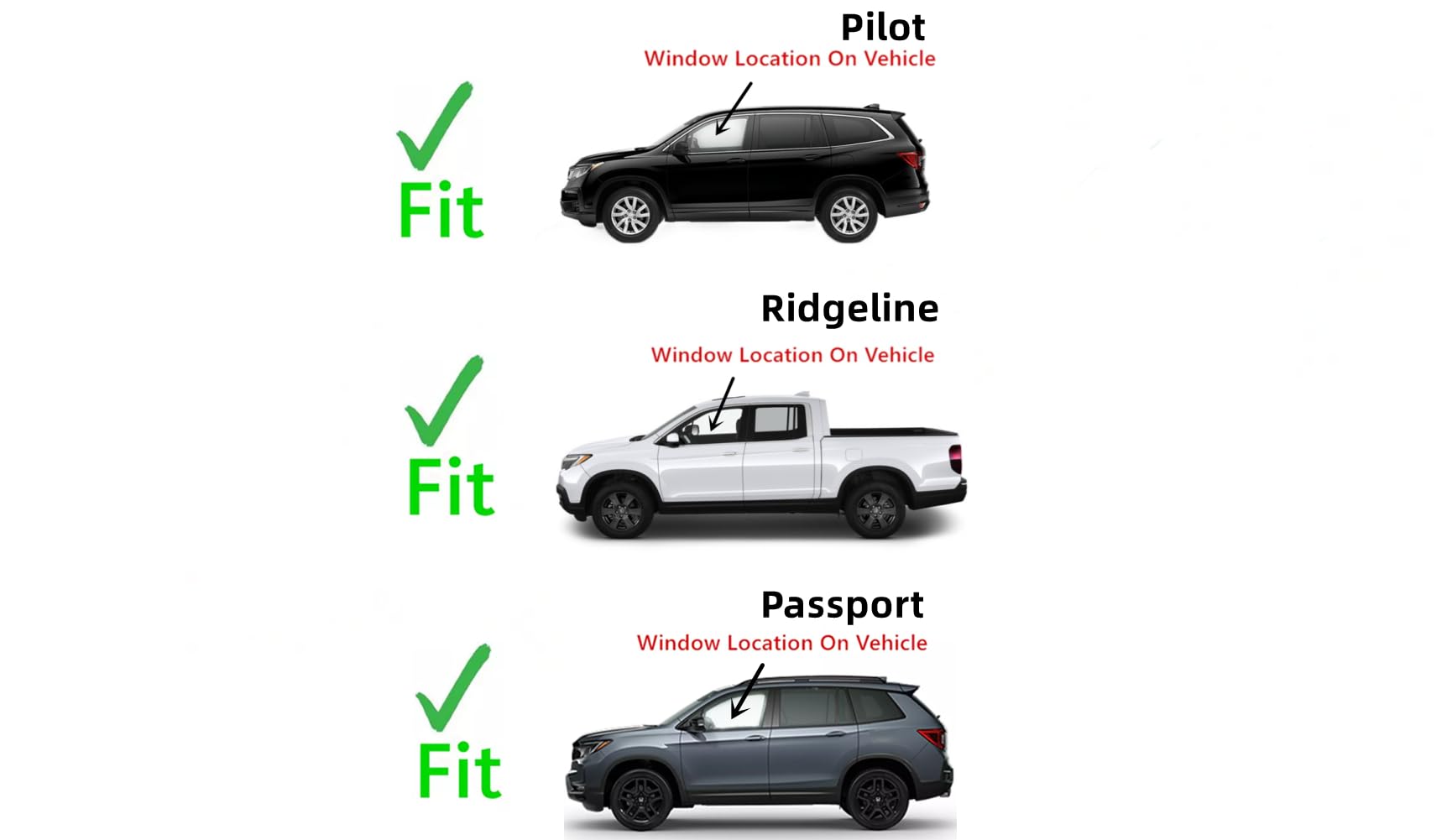 Driver Side Front Door Window Glass Replacement for Honda Pilot 2016-2022, Ridgeline 2017-2024, Passport 2019-2025 - Perfect Fit, OEM Quality, Easy Installation for Car Window Repair & Replacement