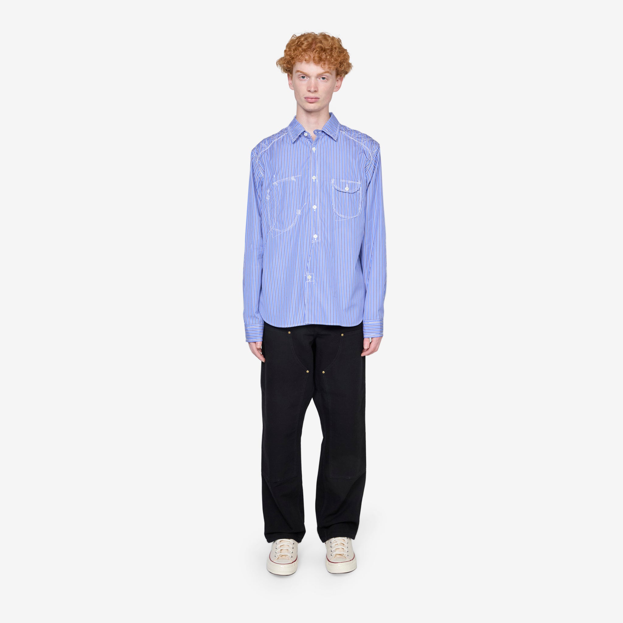 Blue Stitch Stripe Shirt for Men - Casual Button Down Shirt for Office, Date Night & Summer Outfits