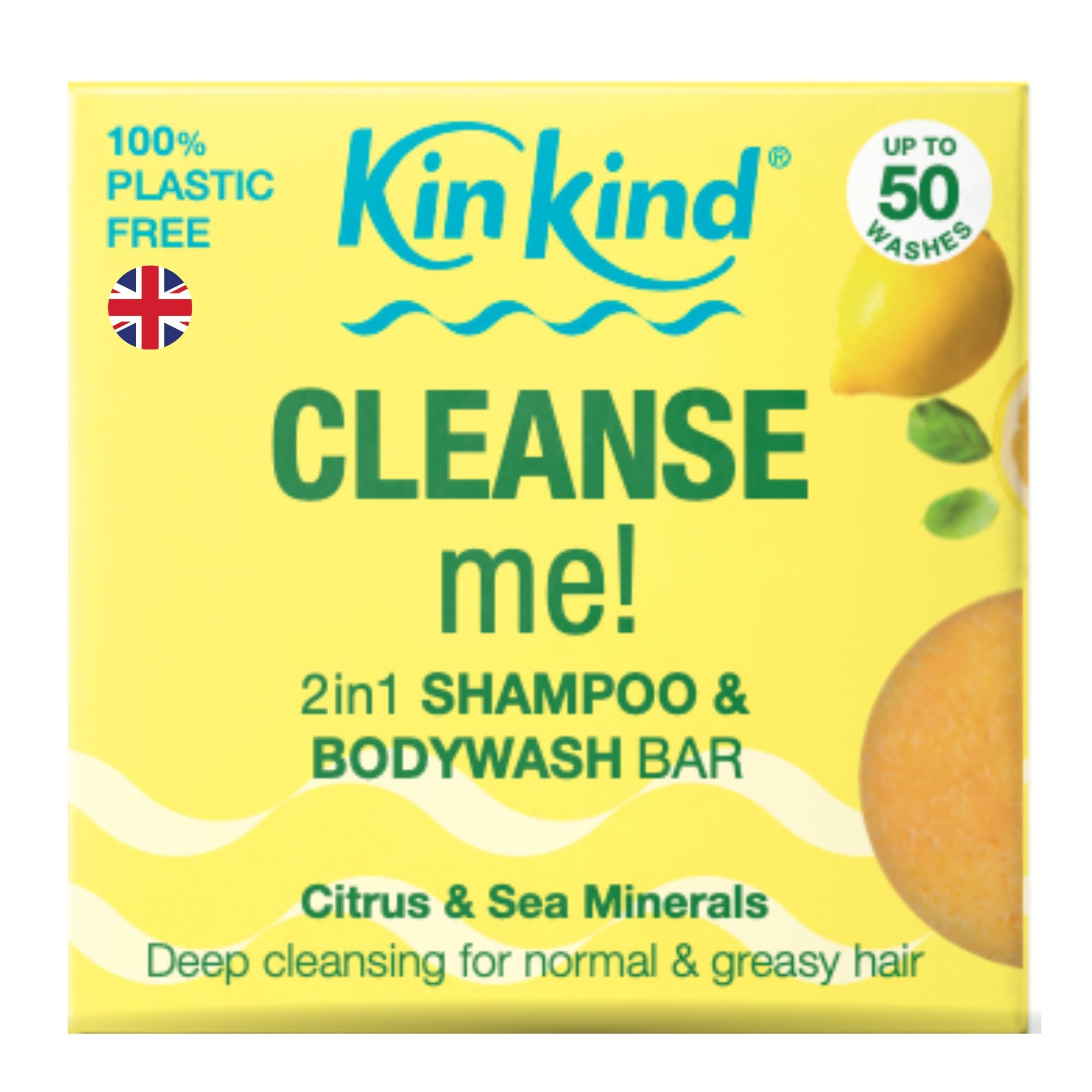 KinKind 2-in-1 Solid Shampoo & Body Wash Bar for Normal to Greasy Hair | Natural, Vegan & Cruelty-Free Shampoo Bar | Travel-Friendly, Lasts Up to 50 Washes | Perfect for Home, Gym & Eco-Friendly Travel