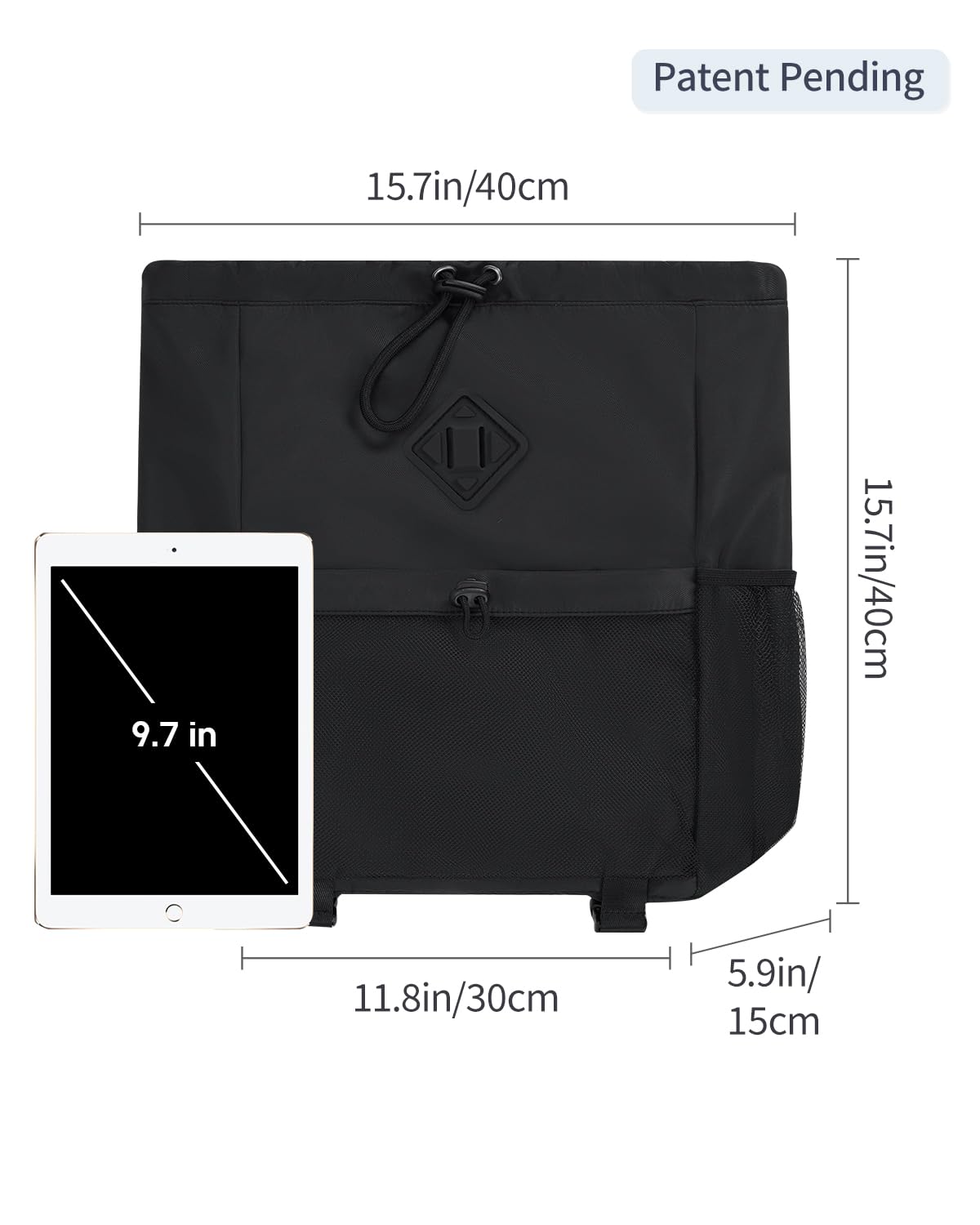 **WANDF Drawstring Backpack - Lightweight Water-Resistant Sports Gym Bag with Yoga Mat Strap & Mesh Pocket for Men & Women - Perfect for Yoga, Gym, Travel & Outdoor Activities (Black, Patent Pending)**