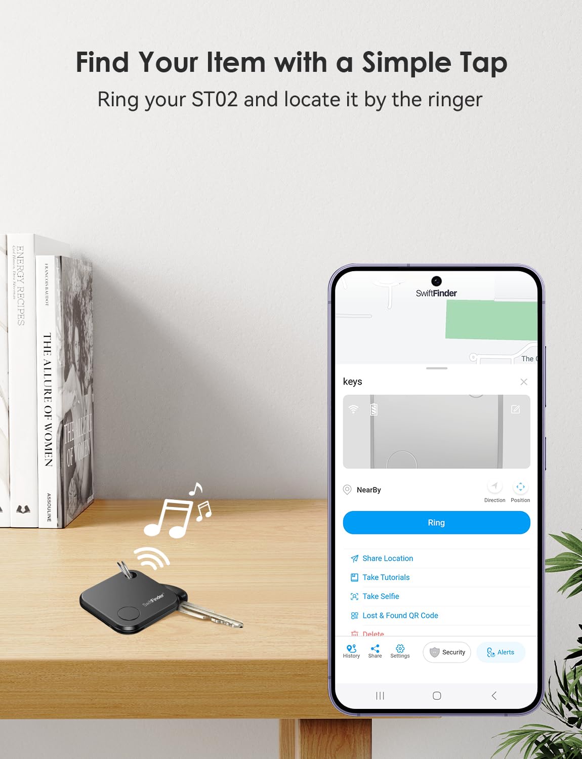 Bluetooth Tracker 4 Pack - Smart Key Finder & Item Locator for Keys, Wallets, Bags, Luggage & Pets | 300ft Range, Water Resistant, Replaceable Battery | Works with iPhone & Android | Perfect for Travel, Office & Daily Use