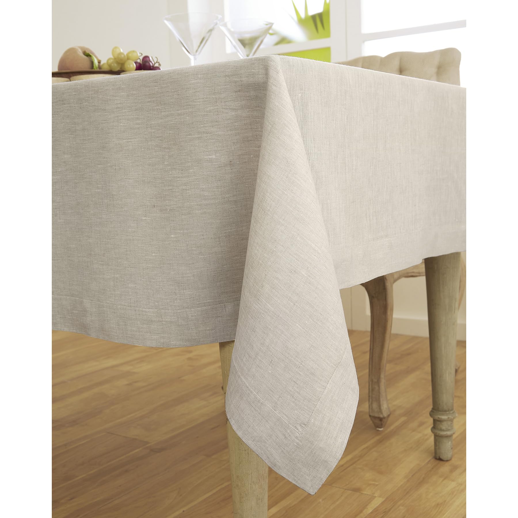 Solino Home 100% Pure Linen Tablecloth 54x72 Inch - Natural Lightweight Rectangular Table Cover for Dining Room Decor - Machine Washable Kitchen & Party Tablecloth for Spring, Easter, Mother's Day, Wedding & Holiday Celebrations
