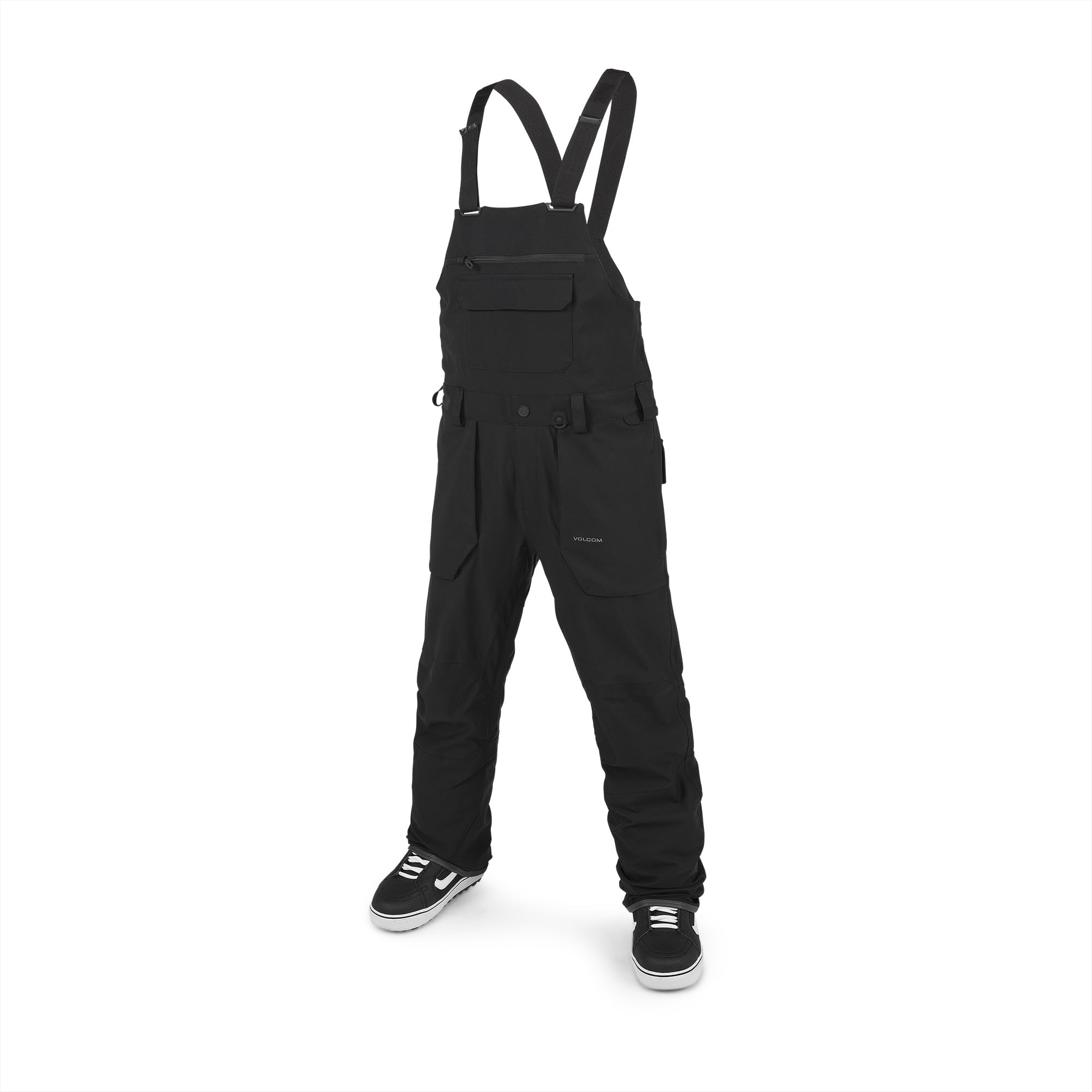 Volcom Men's Roan Bib Overalls - Black, Small Size | Durable Denim Workwear for Outdoor Activities & Casual Style