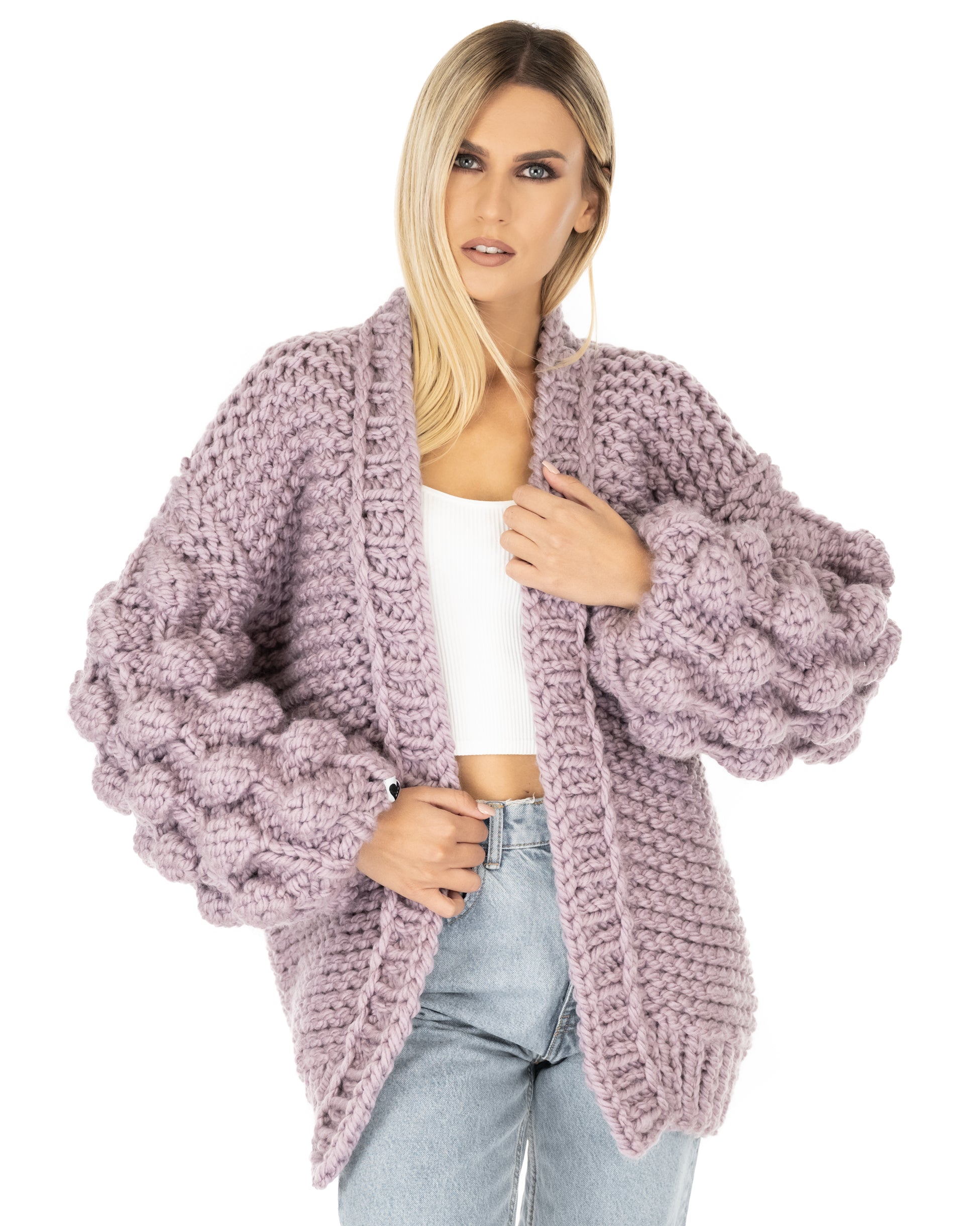 Stylish Bubble Sleeve Cardigan for Women - Soft Knit Open Front Sweater | Perfect for Office, Date Night & Casual Outfits