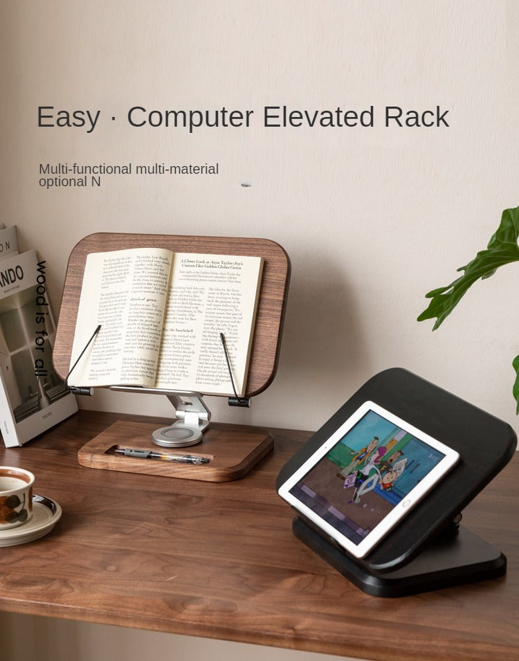 Premium Solid Wood Laptop Stand - Adjustable Height Oak/Ash/Walnut Computer Riser for Ergonomic Office & Home Workspace (Desk Organization, Standing Desk Converter)