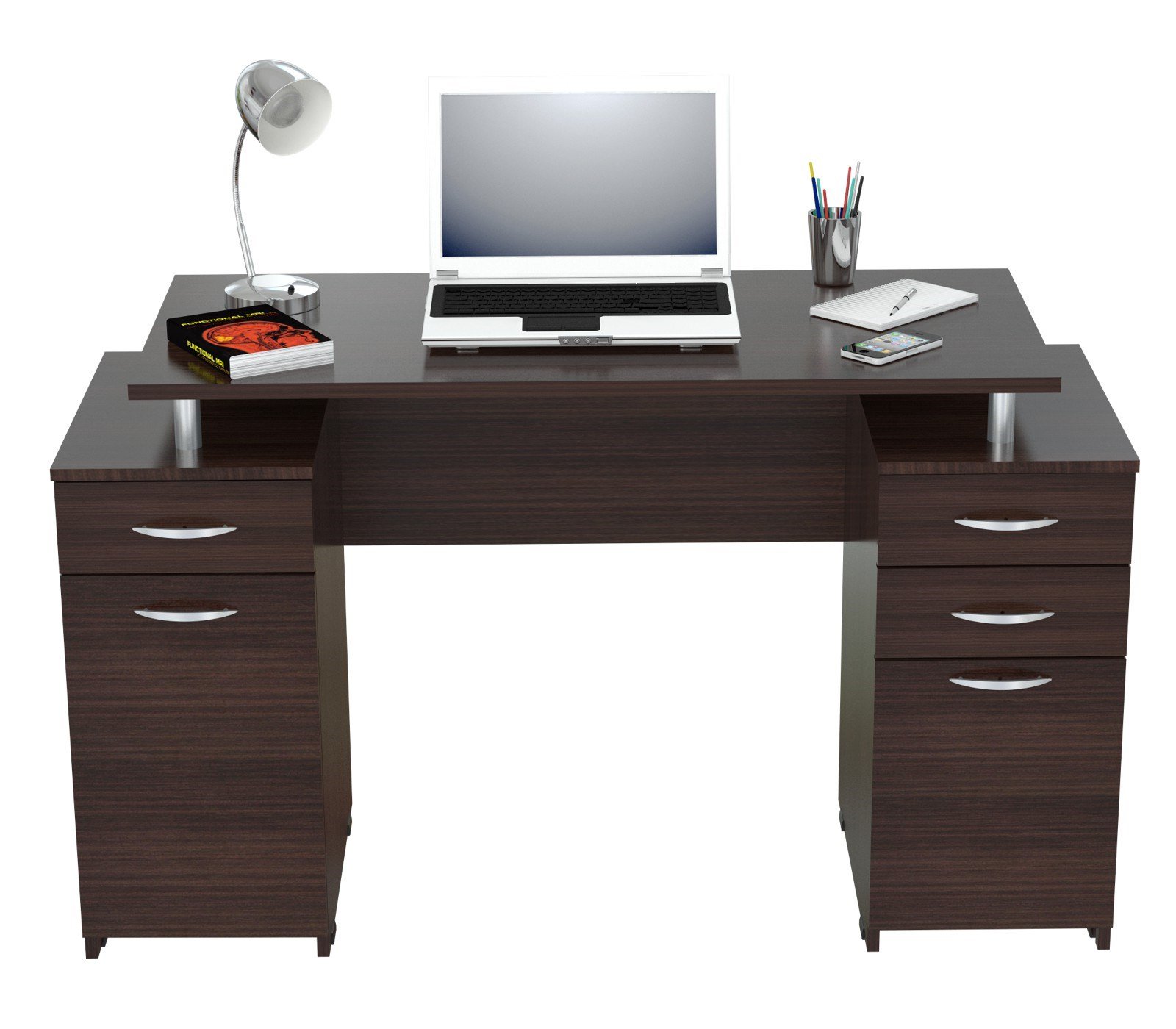 Inval America Computer Desk, Espresso Finish - Home Office Desk for Work & Study, Compact Writing Desk with Sturdy Frame, Perfect for Small Spaces & Apartments