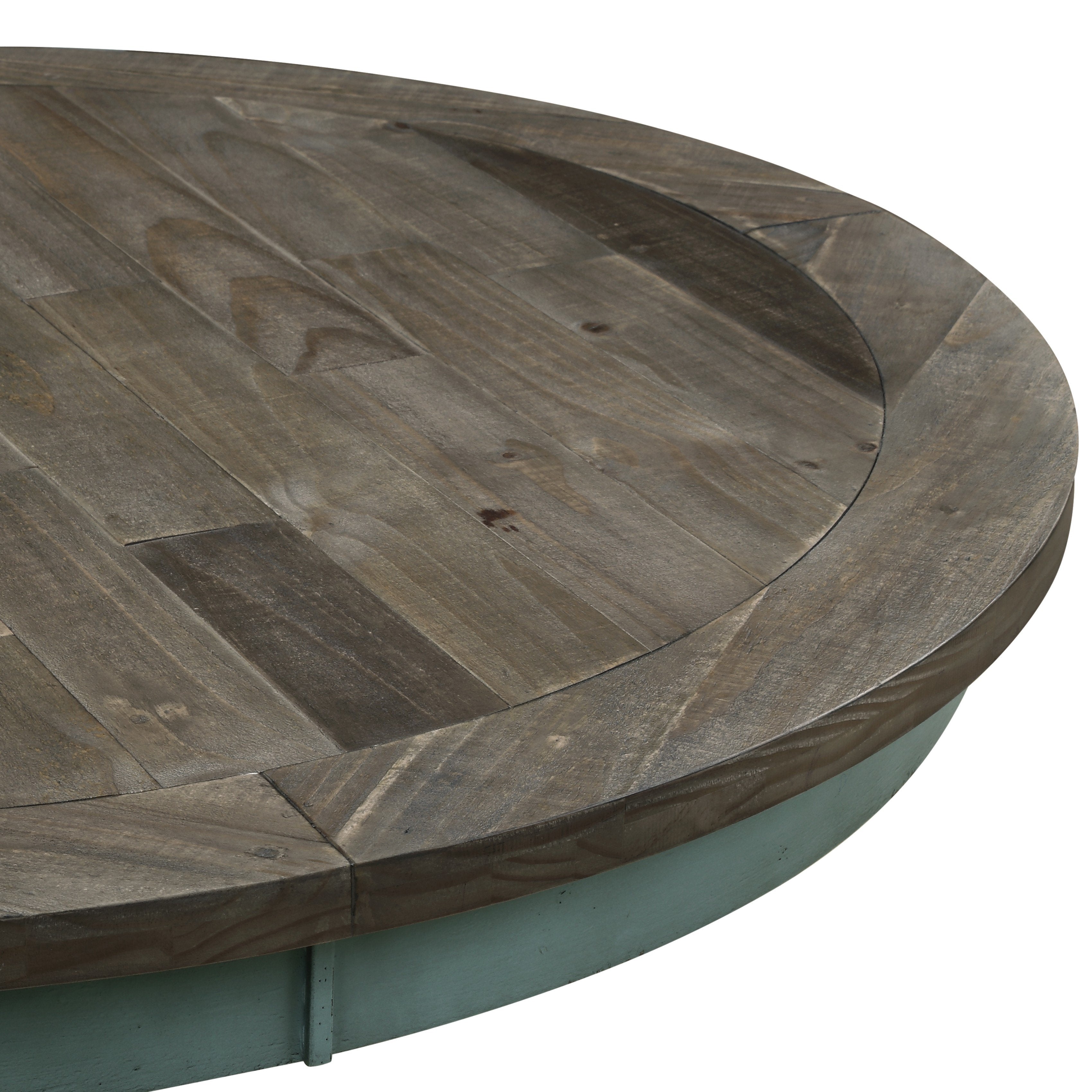 Round Blue and Brown Two-Tone Wood Dining Table - Modern Farmhouse Style for Kitchen, Dining Room & Small Space Decor