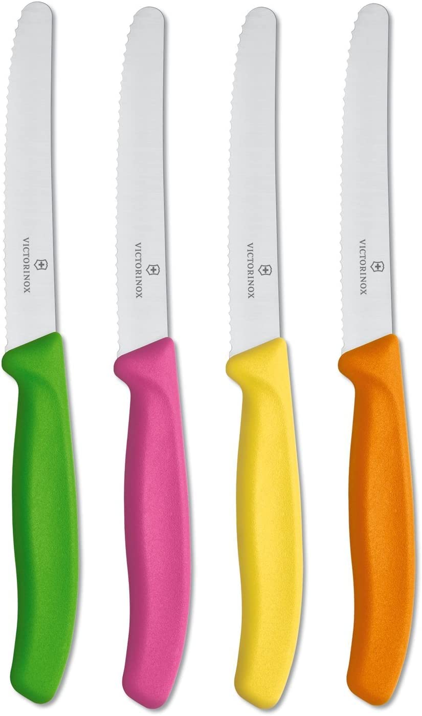 Victorinox Swiss Classic 4-Piece Paring Knife Set - Colorful Kitchen Knives for Precise Cutting, Peeling & Slicing - Perfect for Fruits, Vegetables & Meal Prep