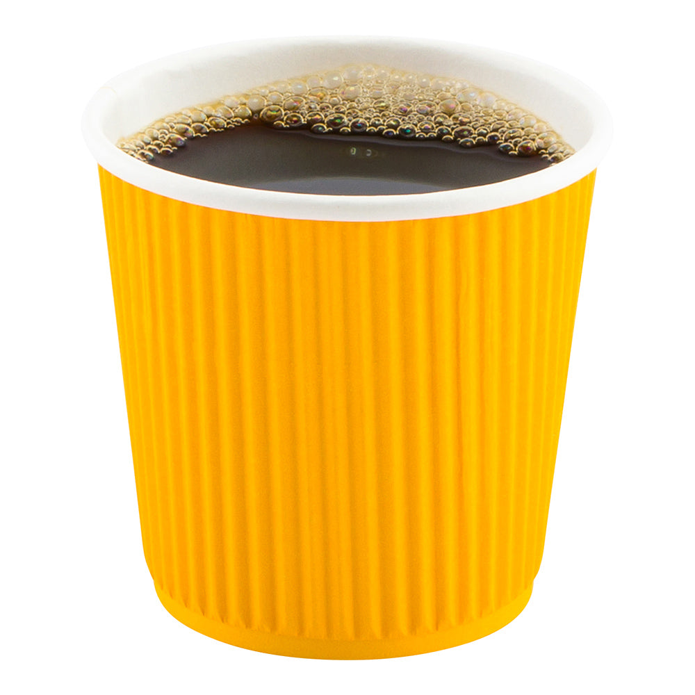 4 oz Yellow Paper Coffee Cups with Ripple Wall - 2.5