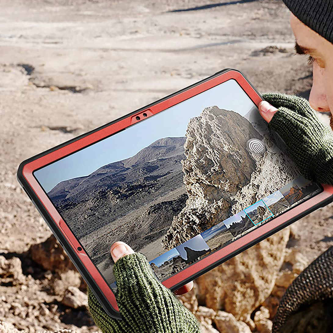 Samsung Galaxy Tab S7 FE 12.4 Inch (2021) Rugged Protective Case - Unicorn Beetle Pro Series Shockproof Cover with Built-in Screen Protector, Metallic Red | Perfect for Construction, Outdoor Adventures & Heavy-Duty Use