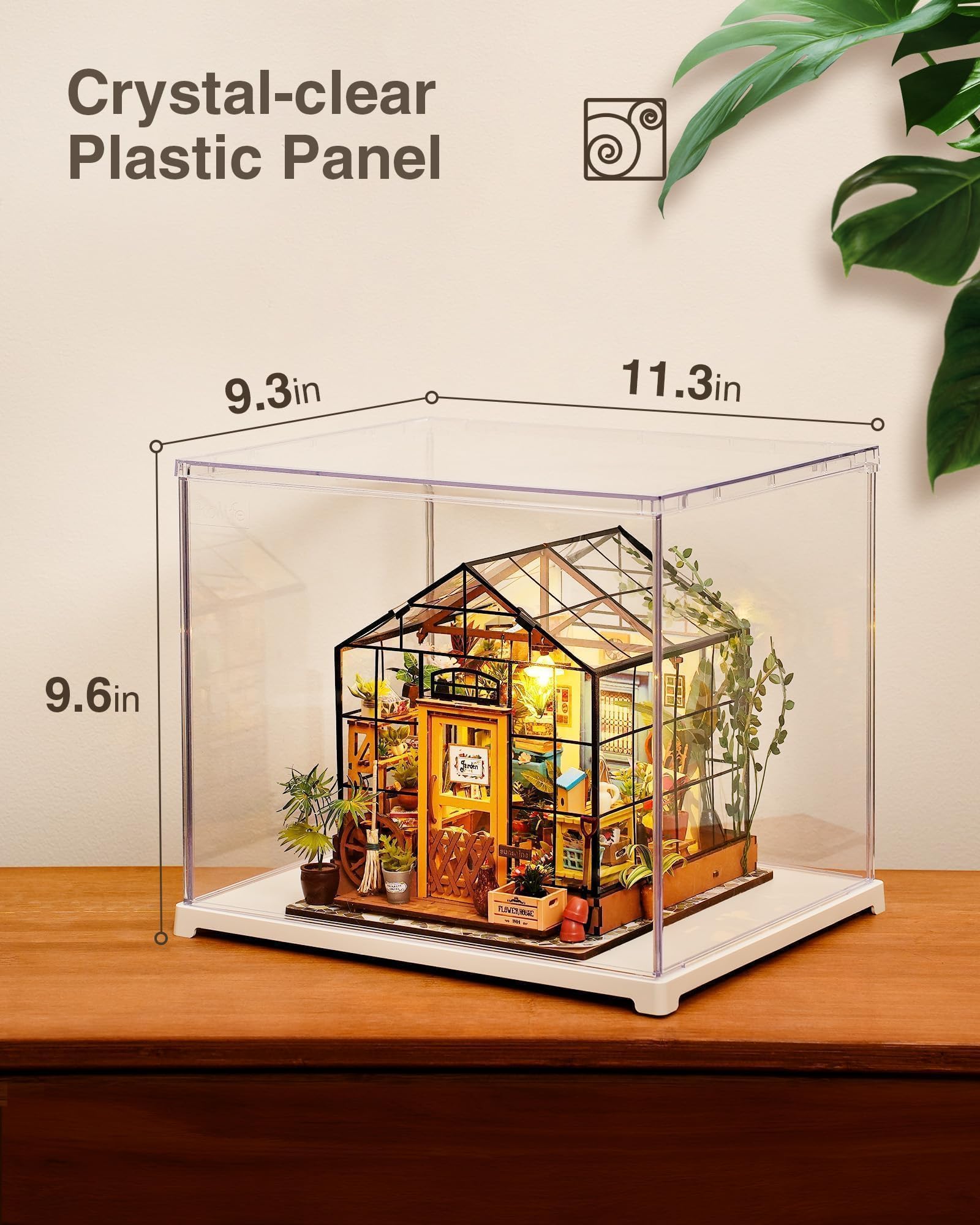 Rolife Clear Acrylic Display Case for Collectibles - Easy Assembly Dust Proof Showcase with Wooden Base | Stackable Storage Box for Action Figures, Funko Pops, LEGO Sets | Perfect for Home Decor, Office Display & Collection Protection