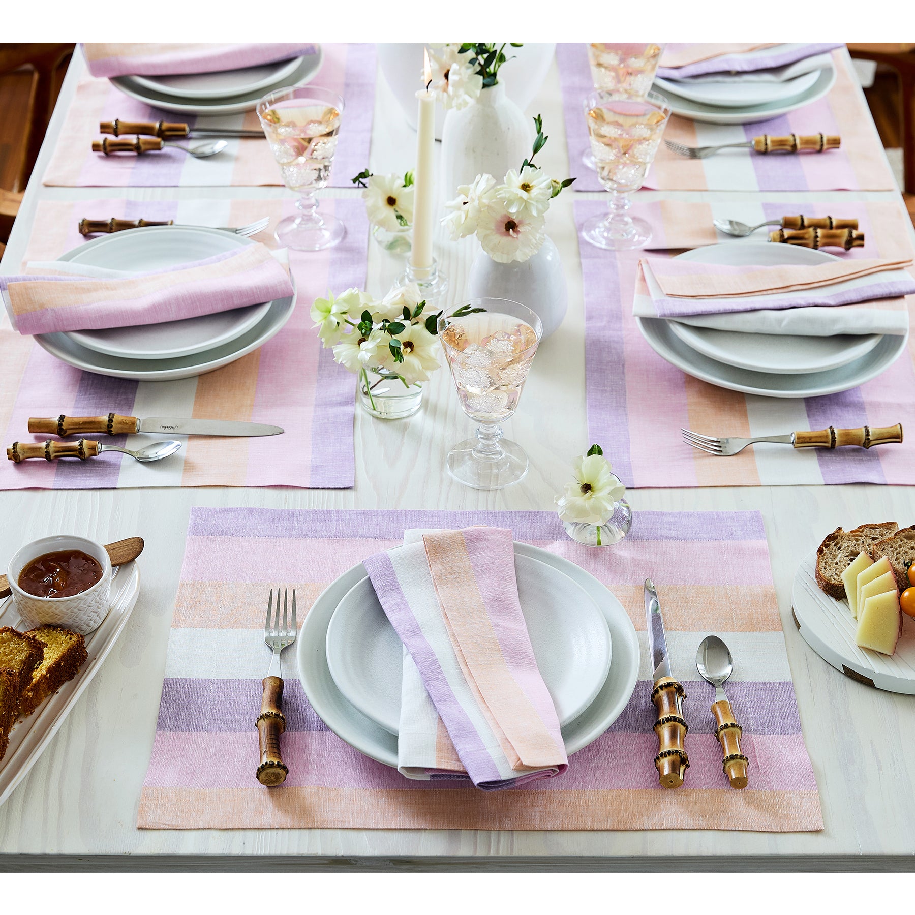 Premium Gelato Stripe Cotton Placemats Set of 4 - Waterproof & Heat-Resistant Dining Table Mats for Everyday Use, Dinner Parties & Home Decor
