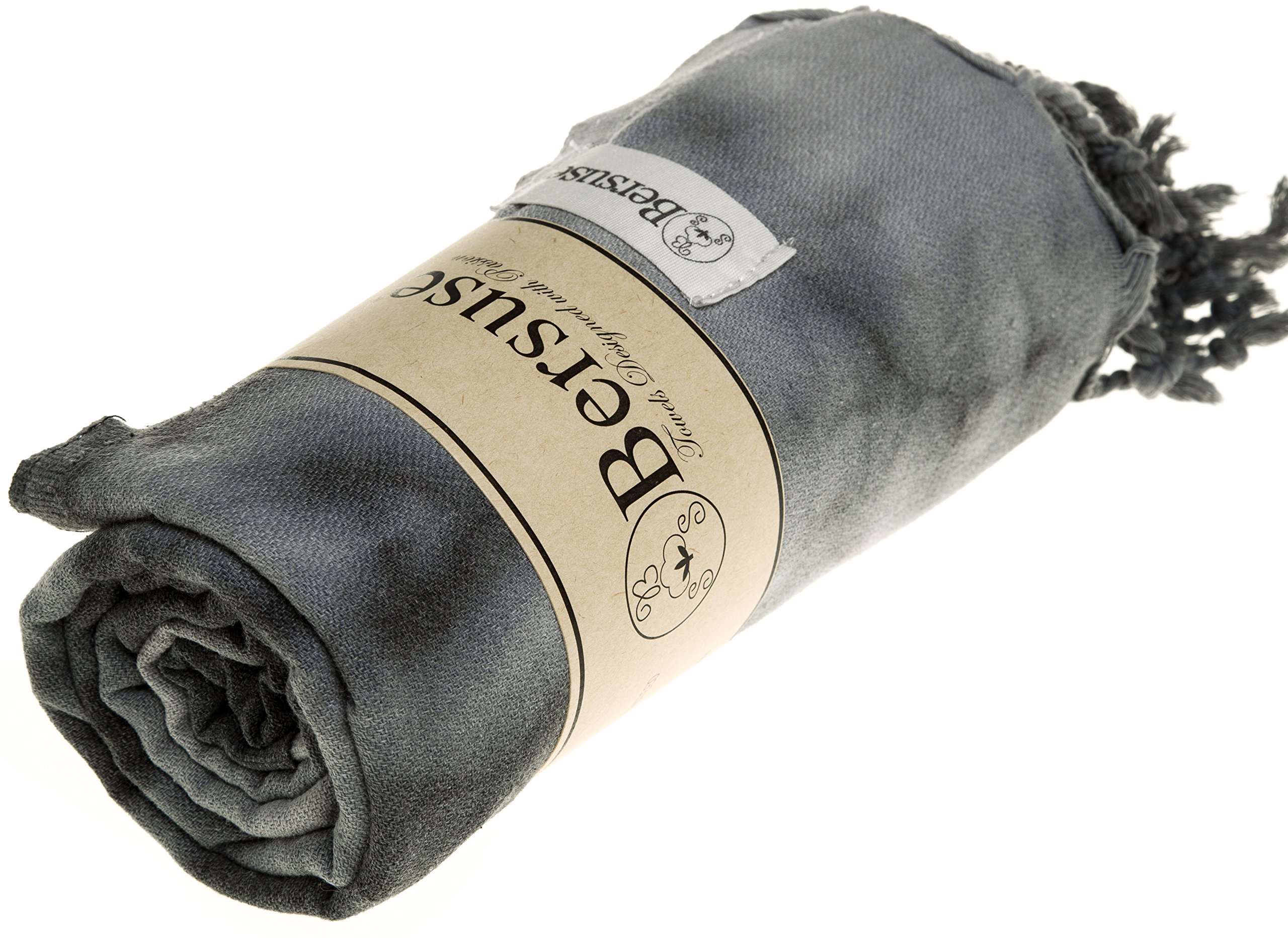 Premium 100% Cotton Turkish Peshtemal Beach Towels - Quick-Dry, Sand-Free & Lightweight (Set of 6, Black Grey) | Perfect for Beach, Pool, Yoga & Travel
