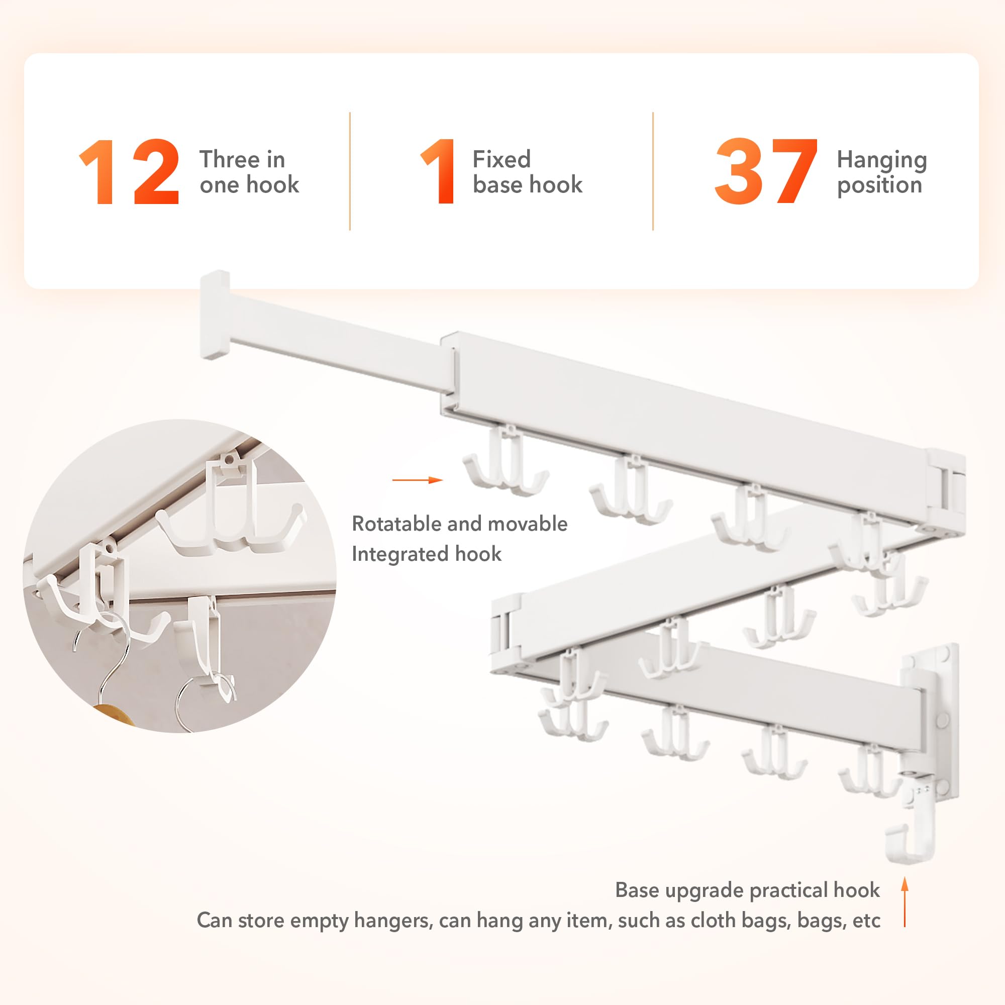 Space-Saving Wall Mounted Clothes Drying Rack - Foldable Laundry Drying Rack for Small Spaces | Perfect for Apartments, Dorms & RV Living | Heavy Duty Garment Organizer for Shirts, Pants & Delicates