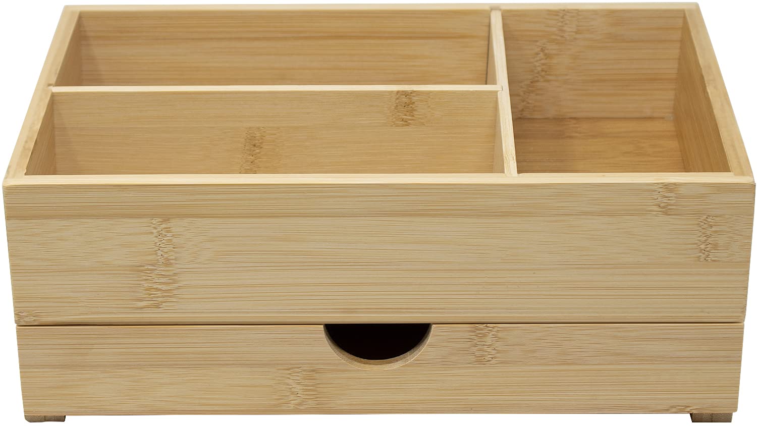 Sorbus Bamboo Wood Storage Drawer Organizer for Office Desk, Countertop, Vanity & Bathroom - Perfect for Office Supplies, Makeup, Cosmetics & Skincare Organization (Set of 3) - Ideal for Home, Office & Beauty Storage Solutions