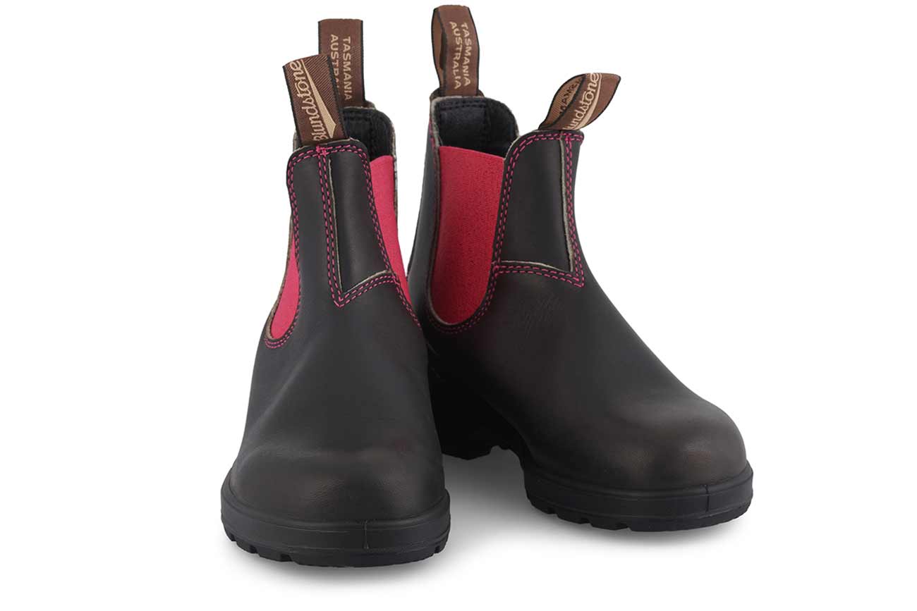 Blundstone 1329 Original Chelsea Boots - Brown Leather with Pink Elastic Side Gussets | Comfortable & Durable for Outdoor, Work & Casual Wear