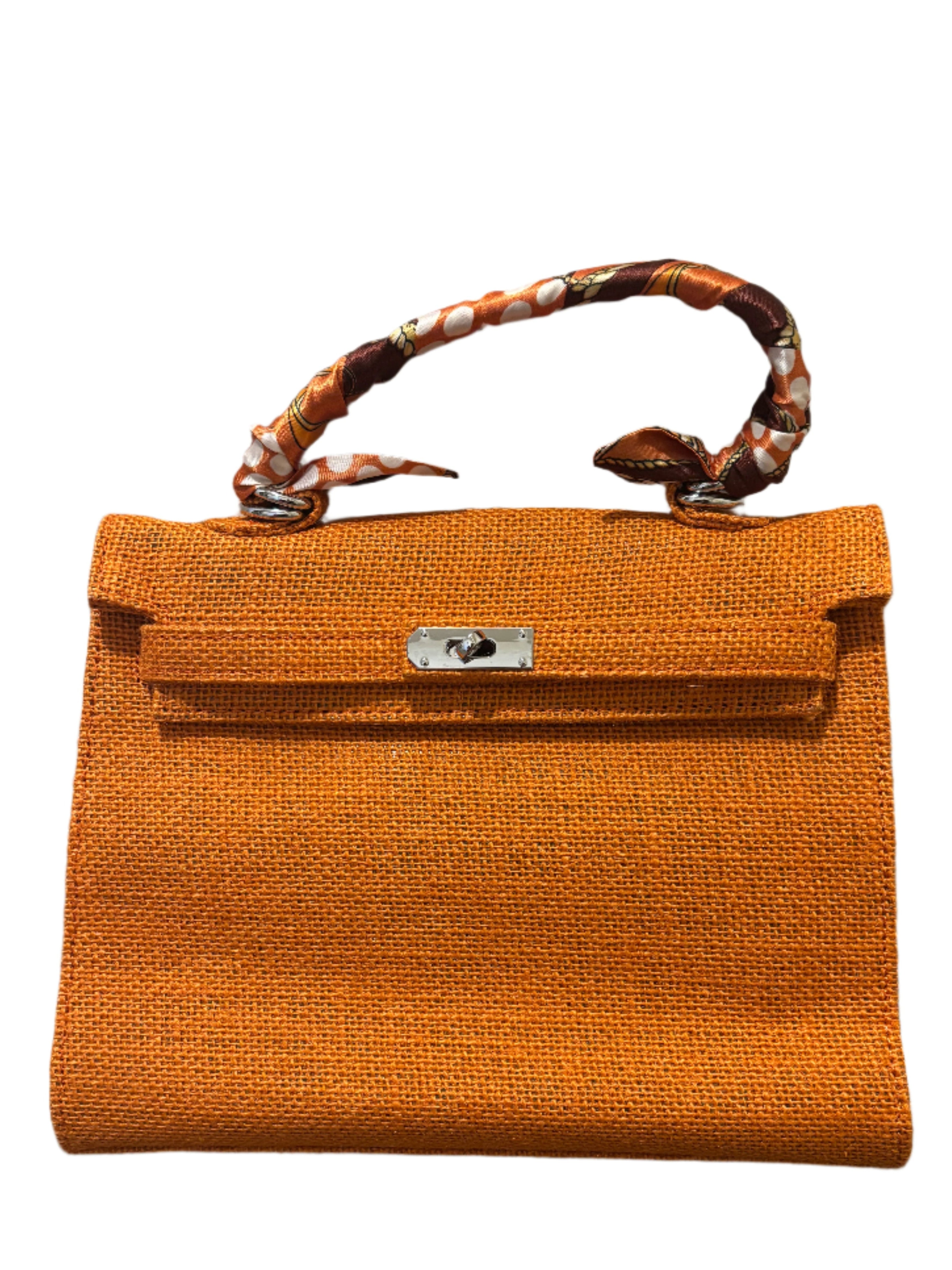 French Style Jute Mini Crossbody Bag for Women - Orange Color Eco-Friendly Tote & Shoulder Bag - Perfect for Beach, Shopping, and Casual Outings