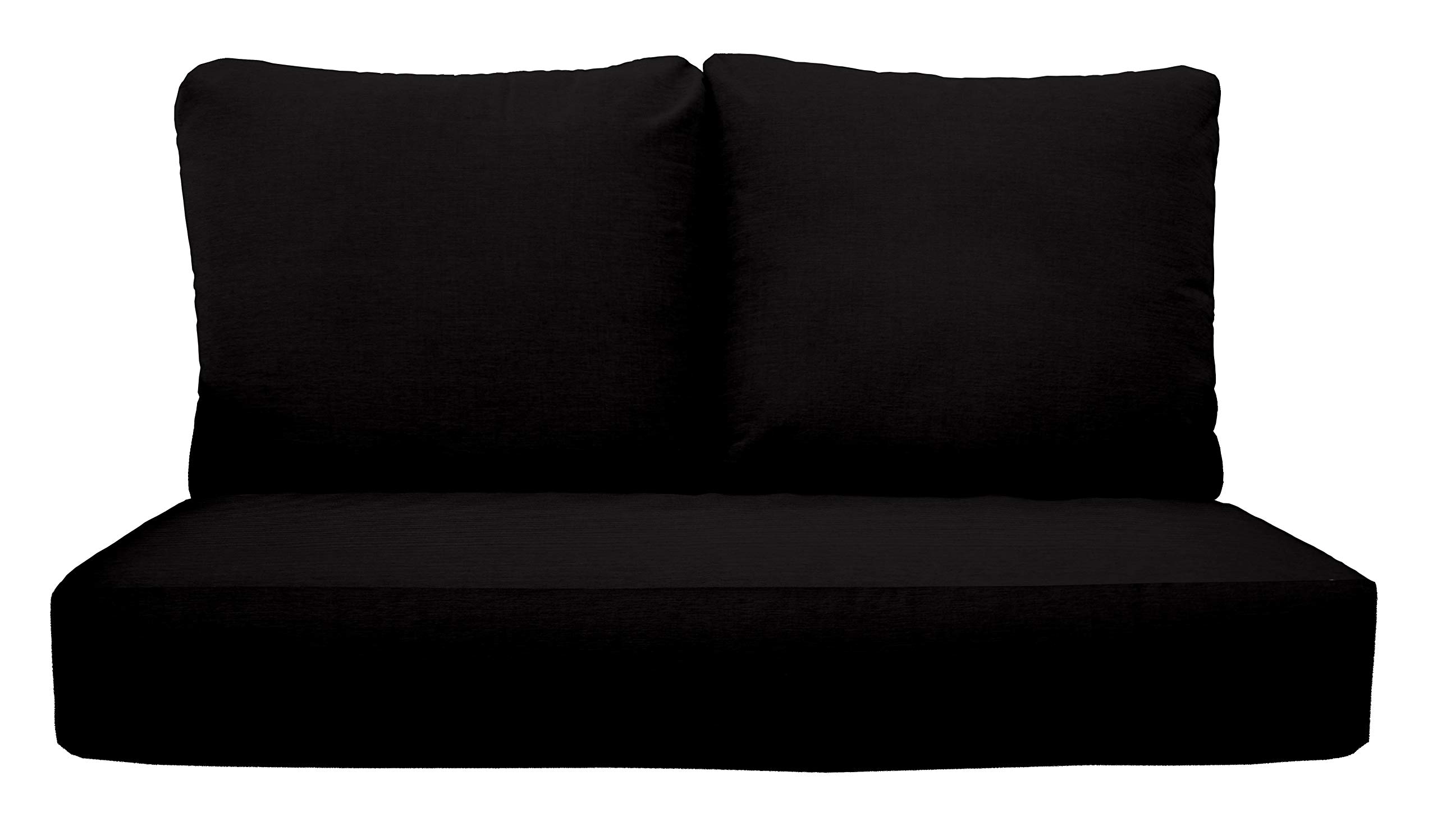 RSH DECOR: Sunbrella Deep Seating Loveseat Cushion Set (46” x 26”) – Waterproof Performance Fabric with Outdoor Foam – Patio Furniture Cushions for Sofa, Settee & Outdoor Seating – Canvas Black – Perfect for Backyard, Deck & Poolside Relaxation