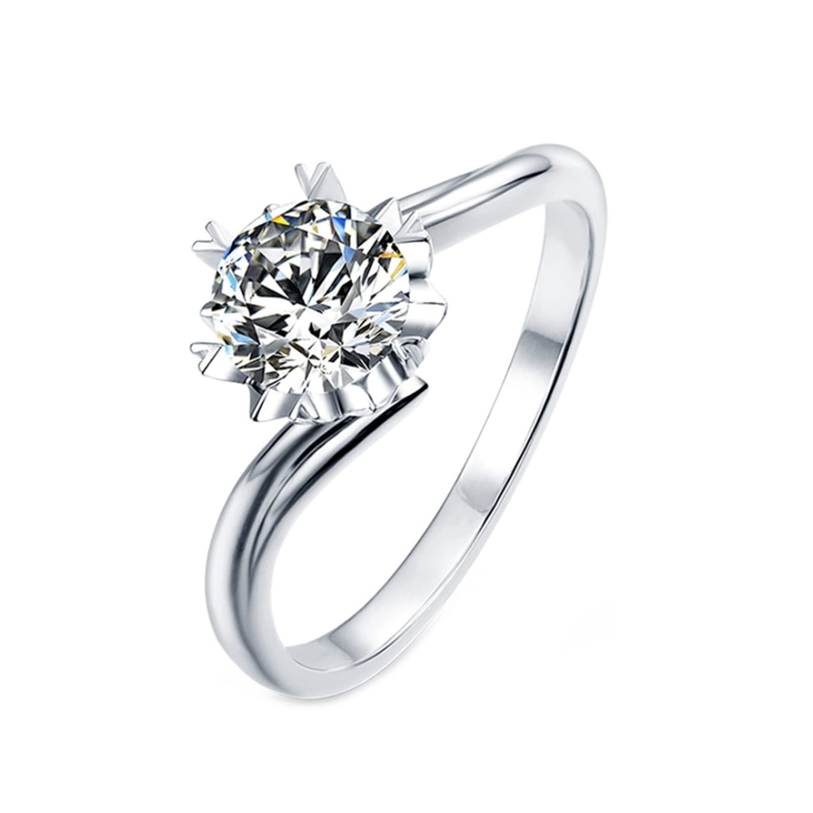 Ayoiow S925 Sterling Silver Moissanite Engagement Ring for Women - Snowflake Solitaire Wedding Band, Durable & Hypoallergenic Jewelry for Proposals, Anniversaries, and Everyday Wear