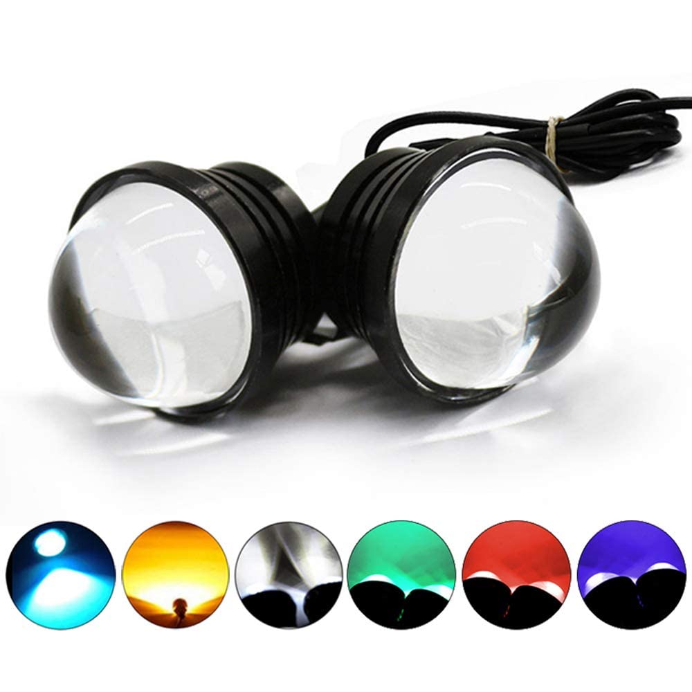 YSY 2x Car LED Daytime Running Lights 12V - White Eagle Eye Fog Lights & Reverse Backup Lights (Red) - Durable for Trucks, SUVs, Off-Road Vehicles in All Weather Conditions