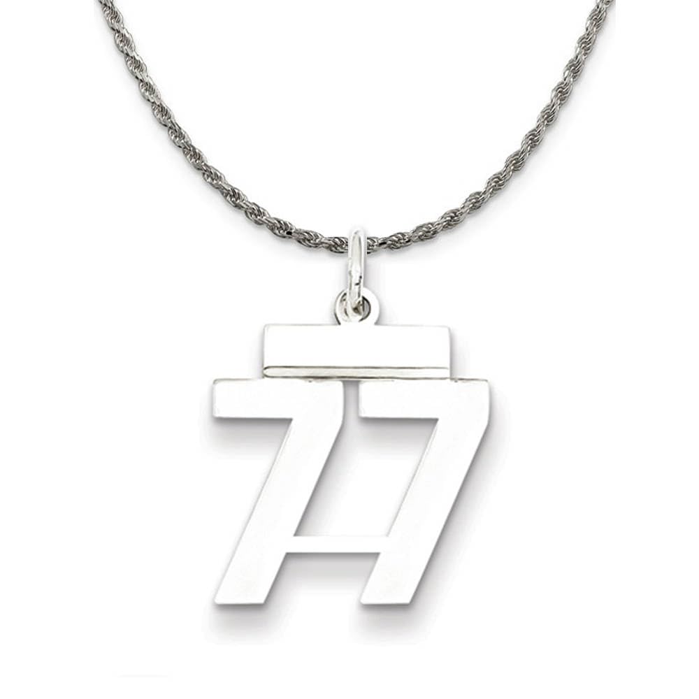 Stylish Black Bow Sterling Silver Polished Number 77 Necklace - Perfect for Birthdays, Anniversaries & Special Occasions