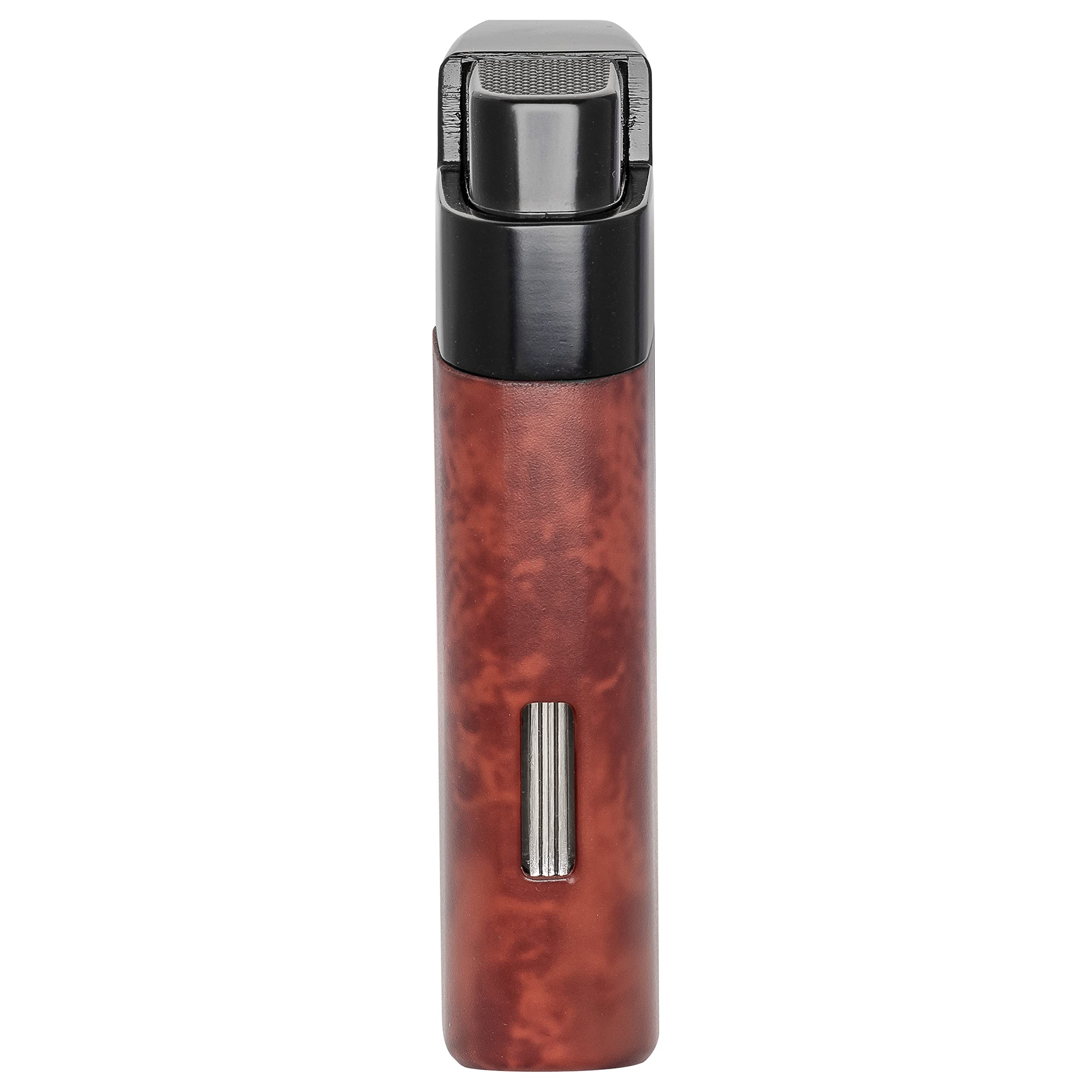 Xikar Resource II Angled Soft Flame Lighter - Exotic Burl Wood Design for Pipe Smokers with Built-in Tamper & Scraper | Perfect for Tobacco Pipe Smoking, Cigar Lighting & Outdoor Use